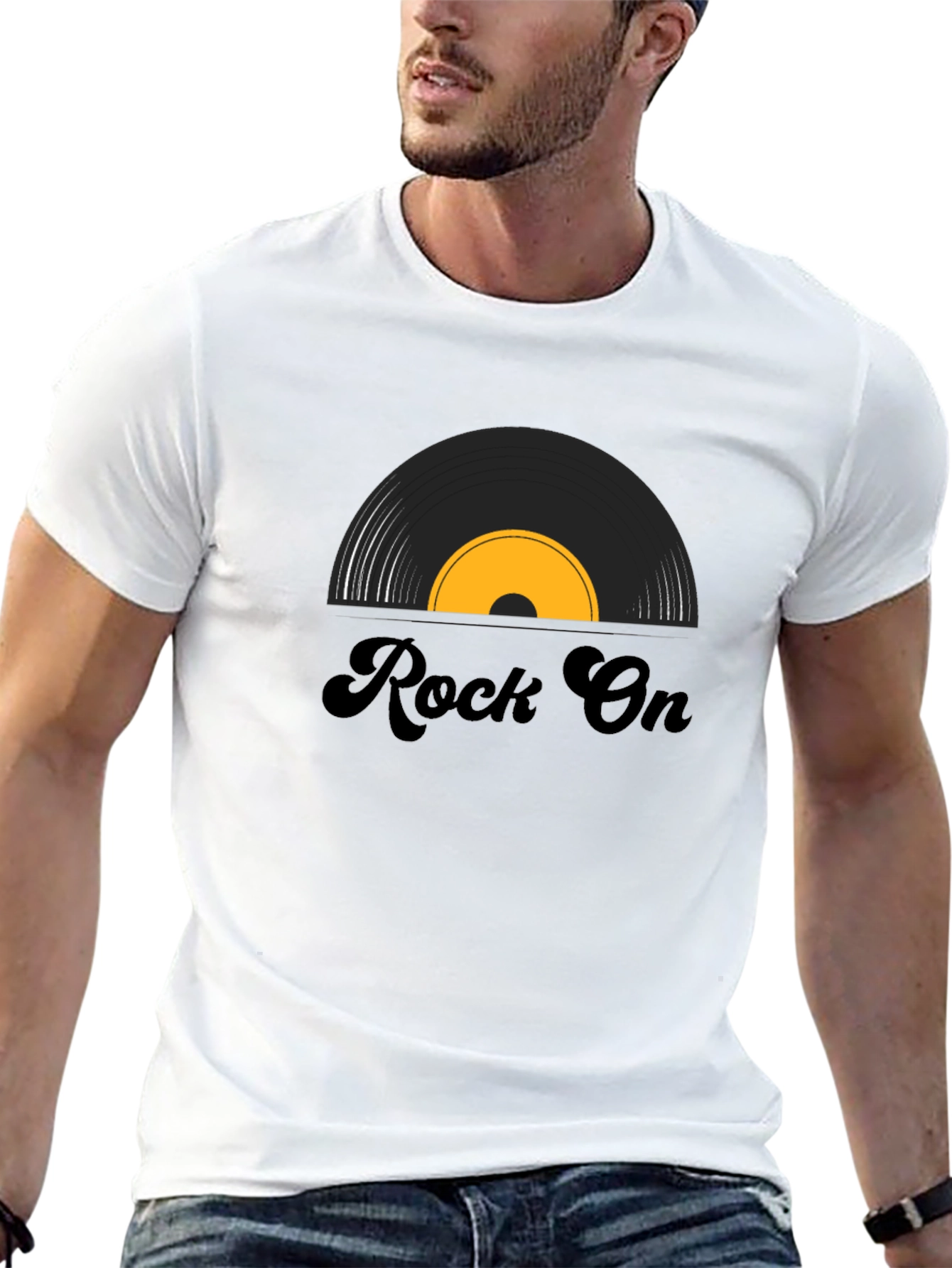 Black Rock On Vinyl Record Graphic Tee - Black view 13