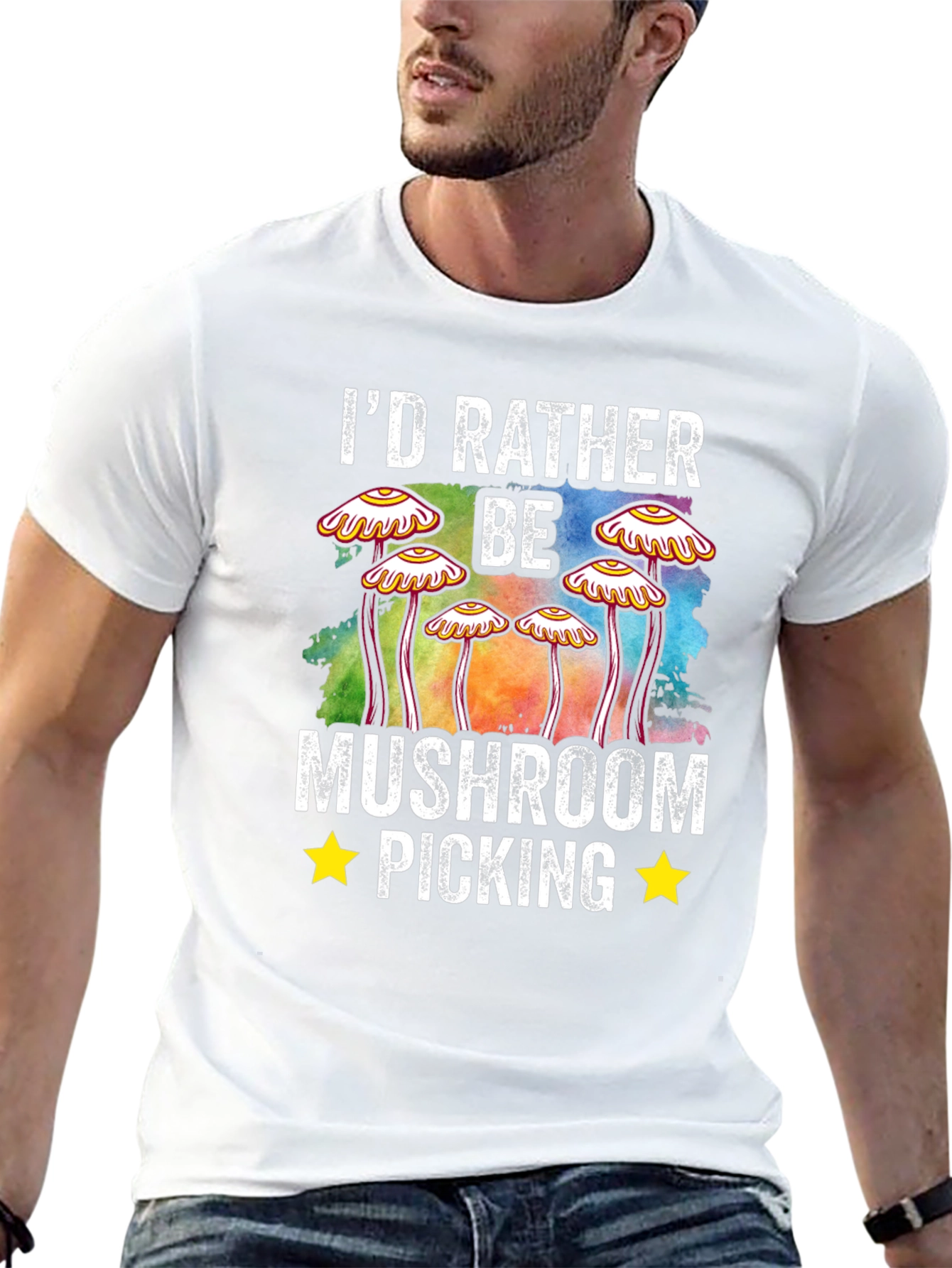 Black Mushroom Picking Graphic T-Shirt view 13