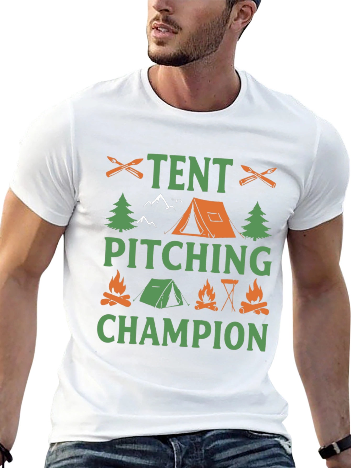 Black Tent Pitching Champion Camping T-Shirt view 13