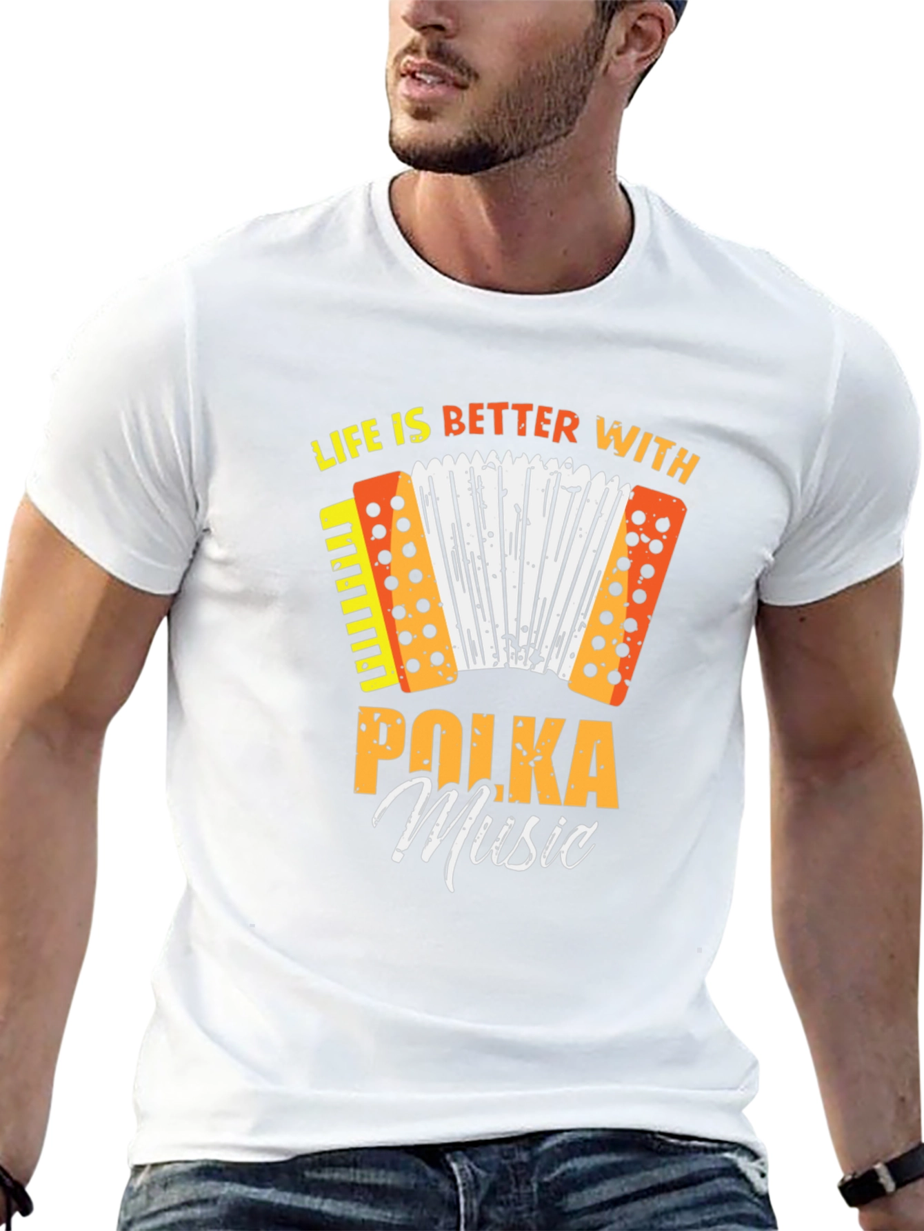 Black Polka Music T-Shirt - Life is Better With Polka! view 13