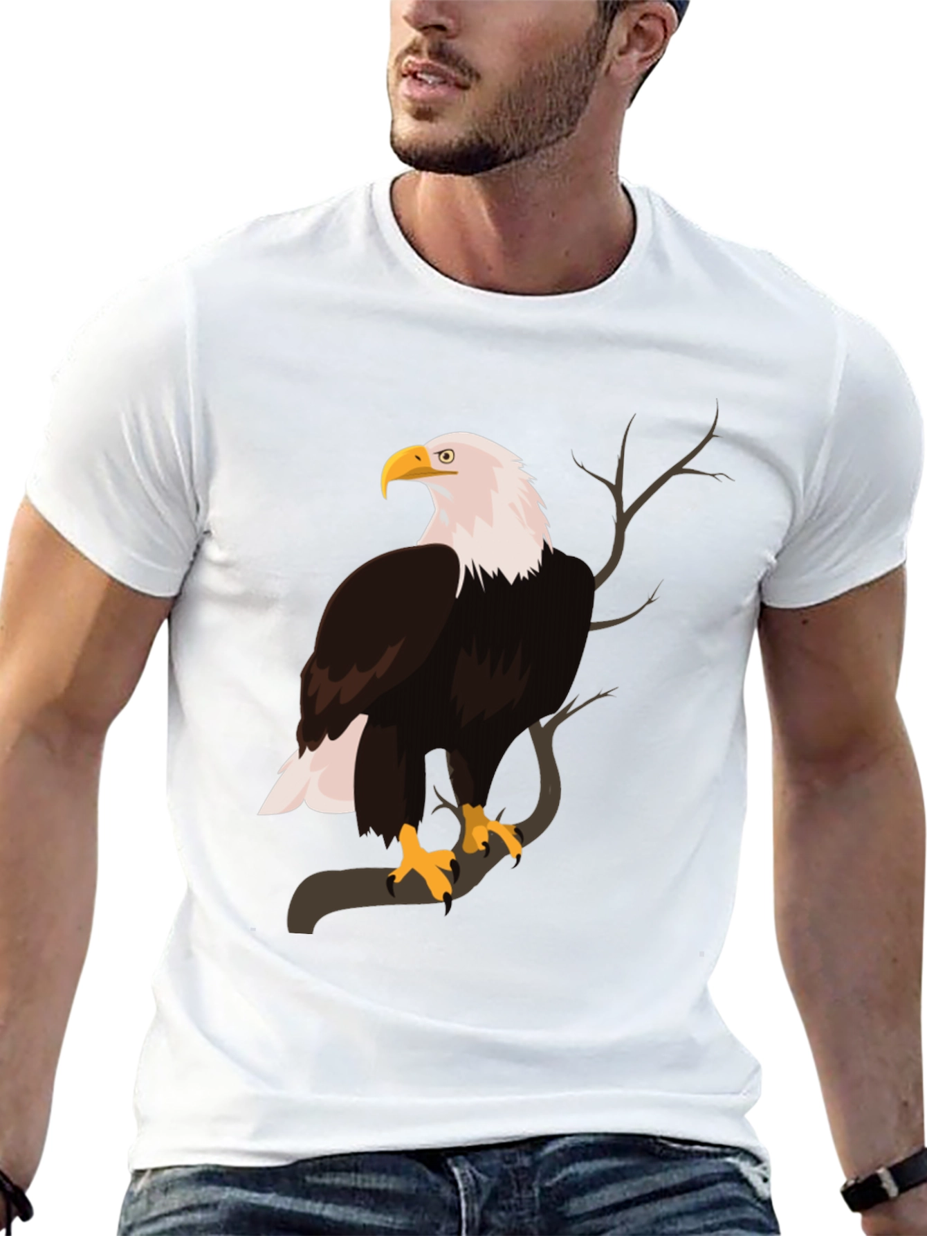 Black Bald Eagle Graphic Print T-Shirt view 13