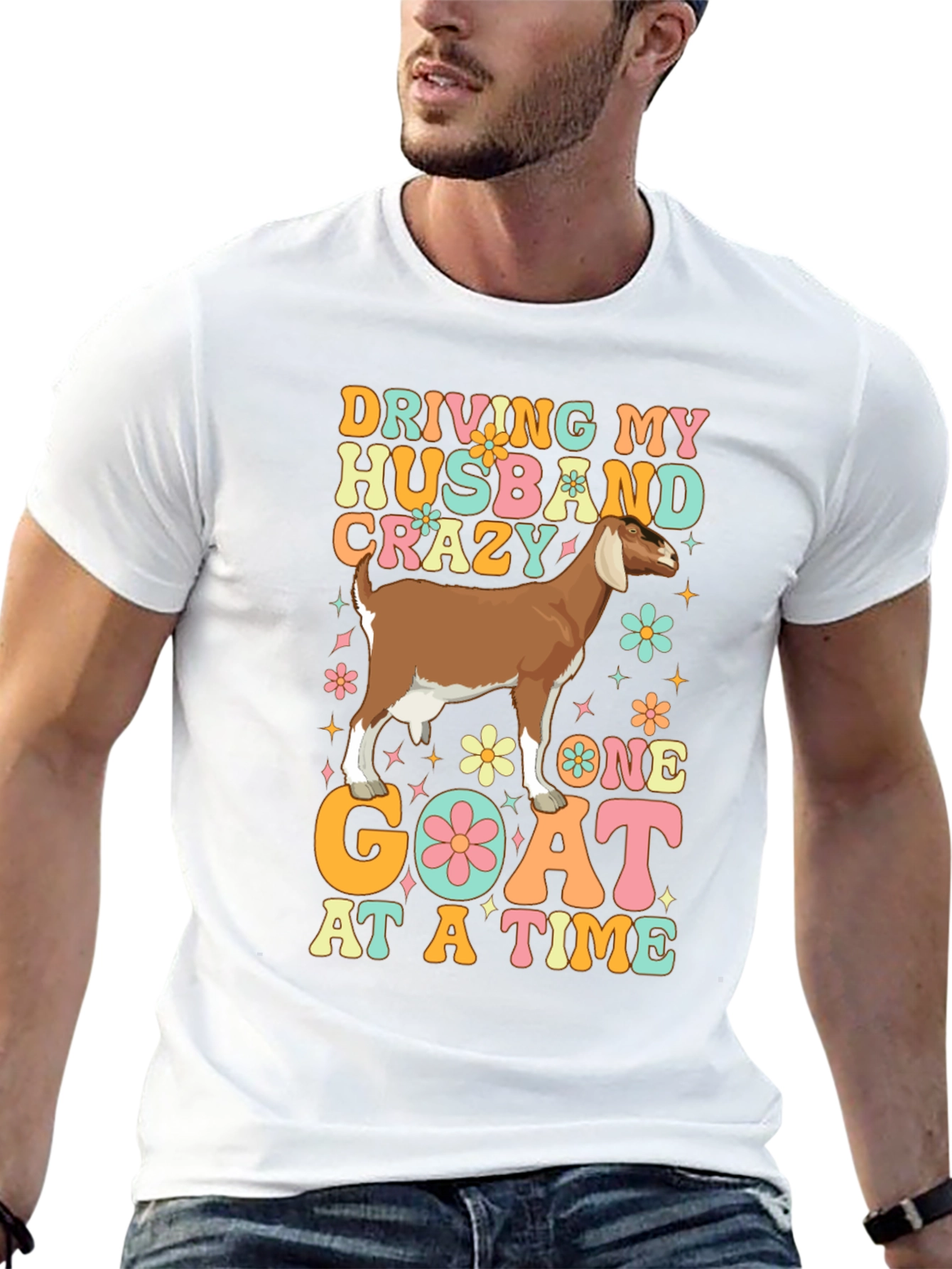 Black Driving Husband Crazy Goat Graphic Tee view 13