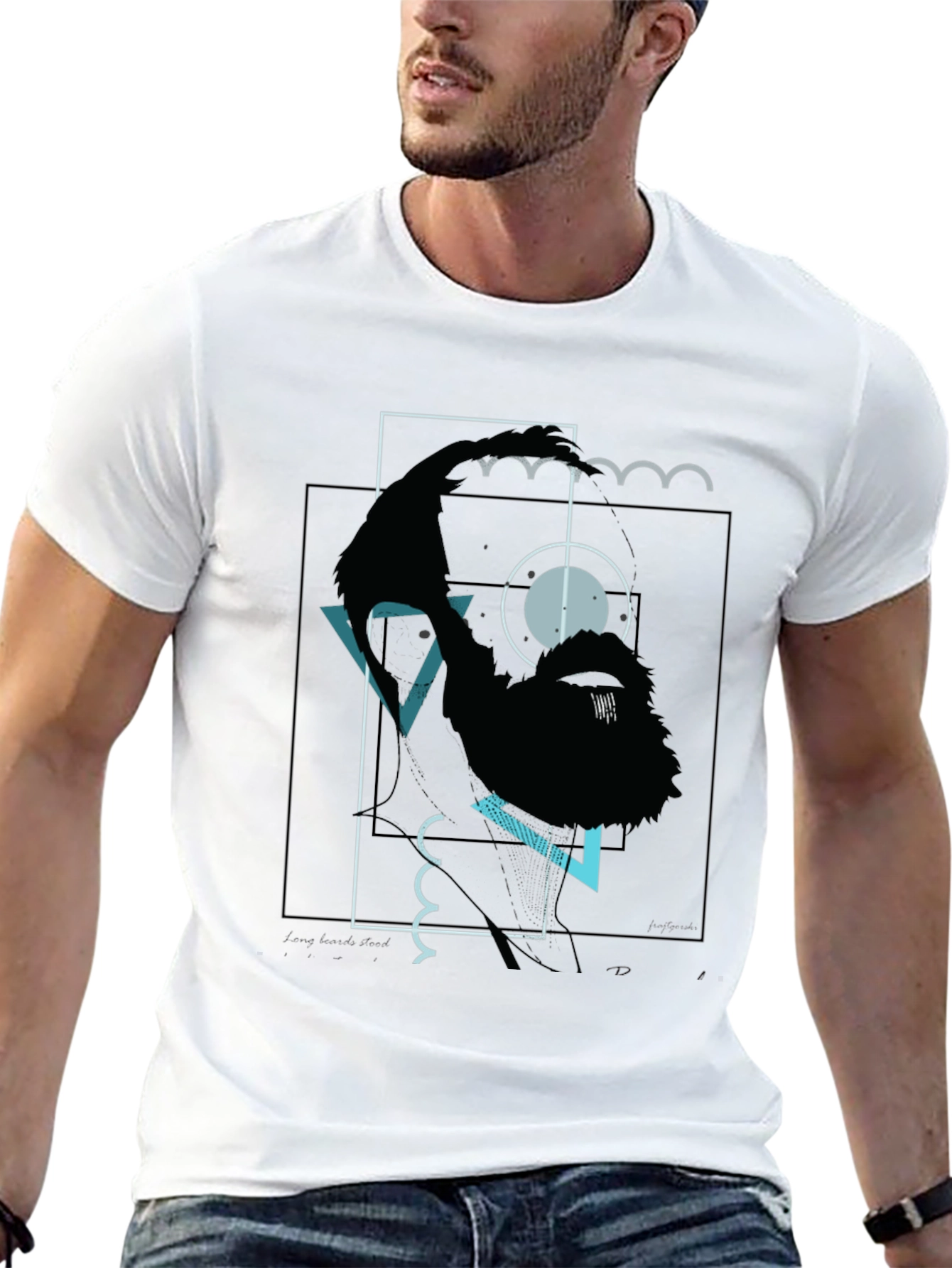 Black Abstract Bigfoot Graphic Tee - Black Cotton Blend view 13