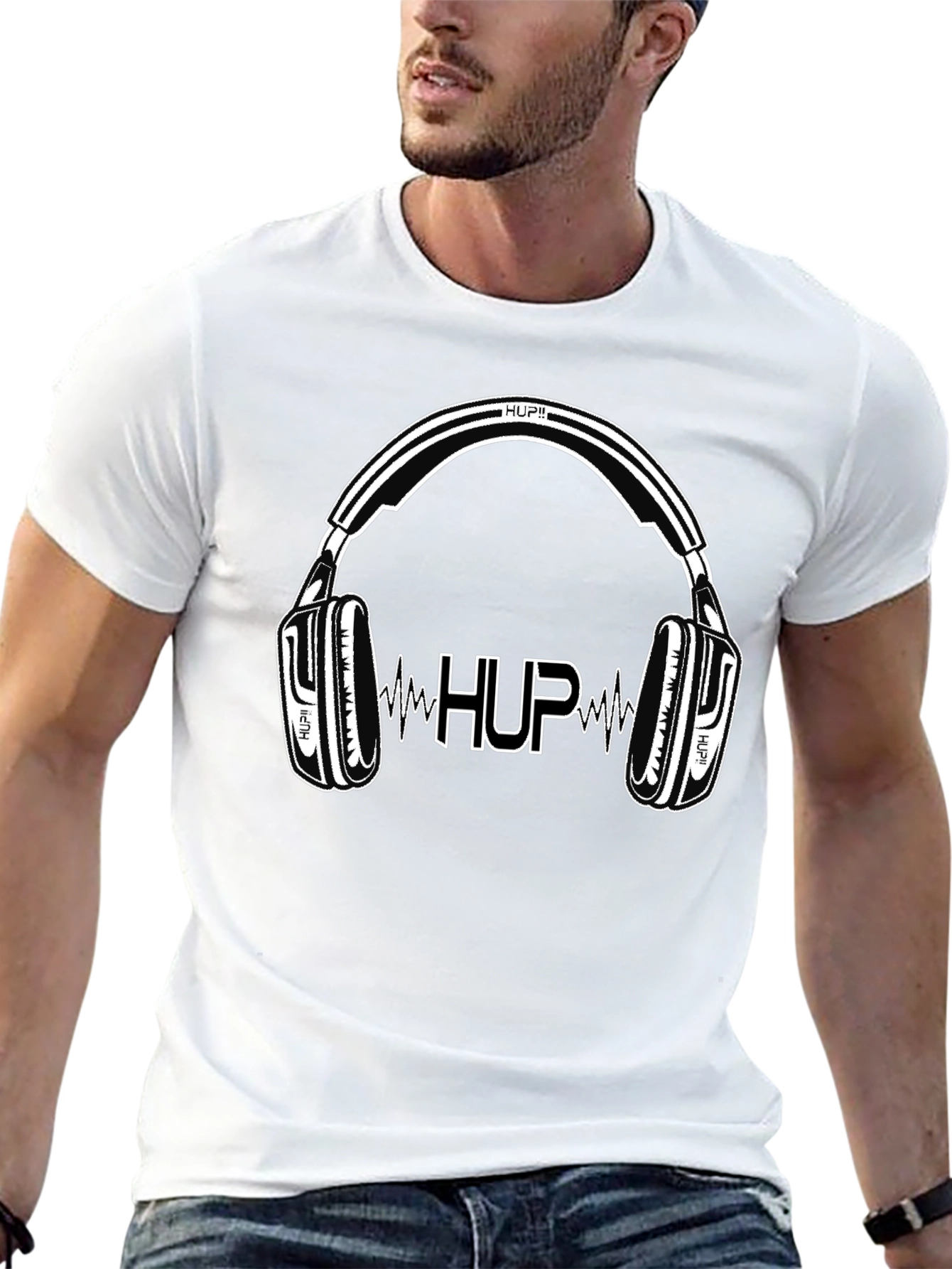Black HUP Headphones Black Graphic T-Shirt view 13