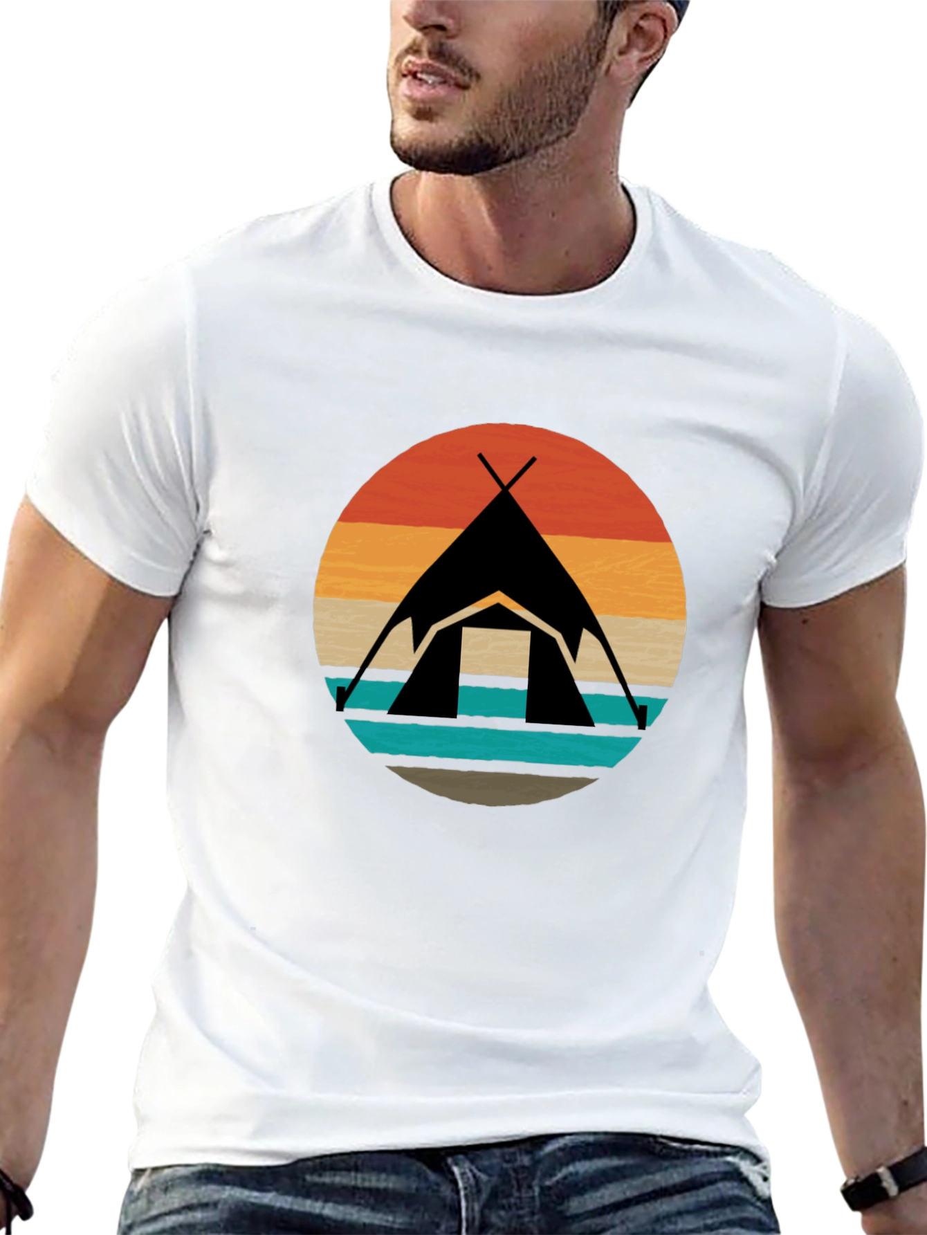 Black Retro Camping Tent Graphic Tee - Black view 13