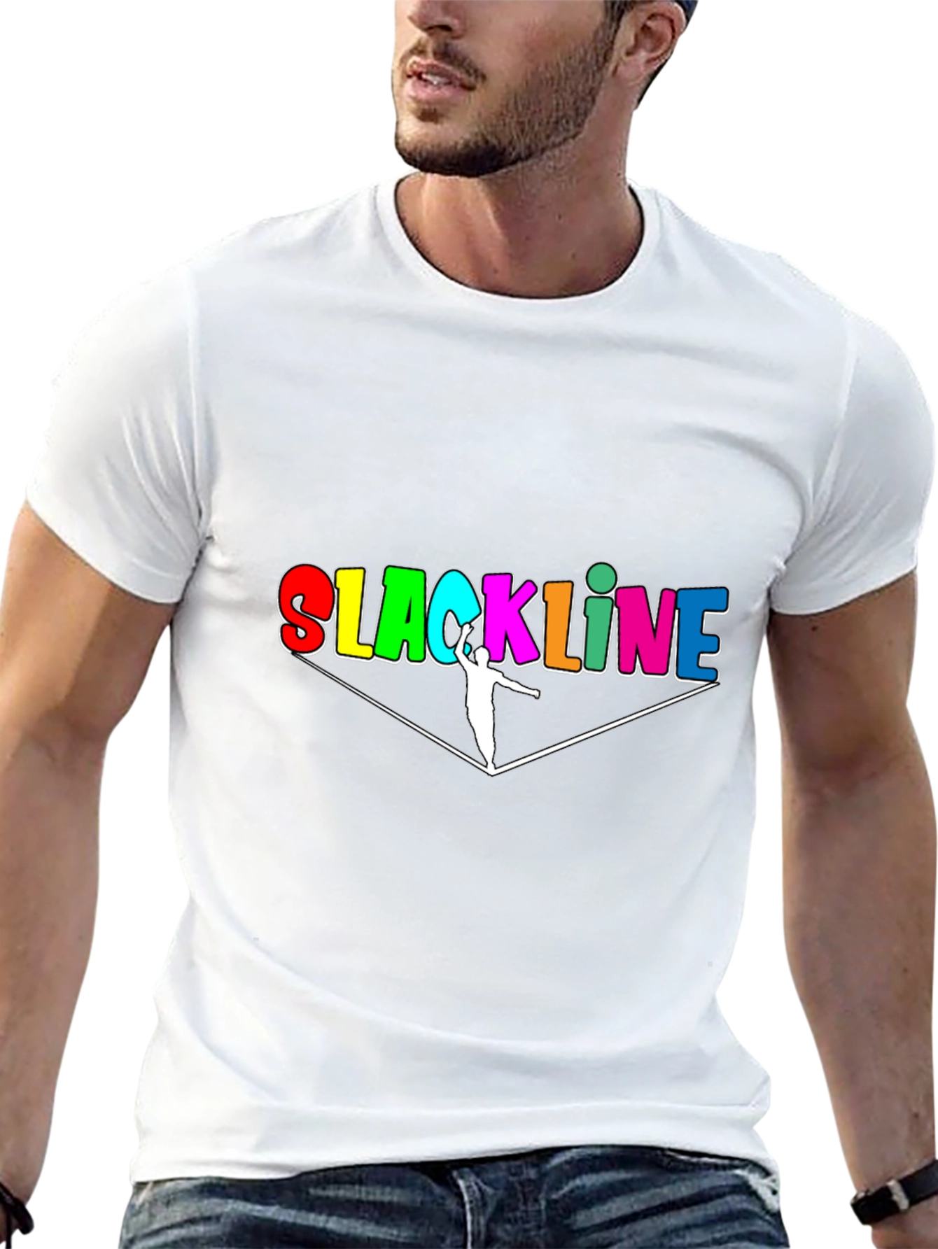 Black Slackline T-Shirt - Colorful Design view 13