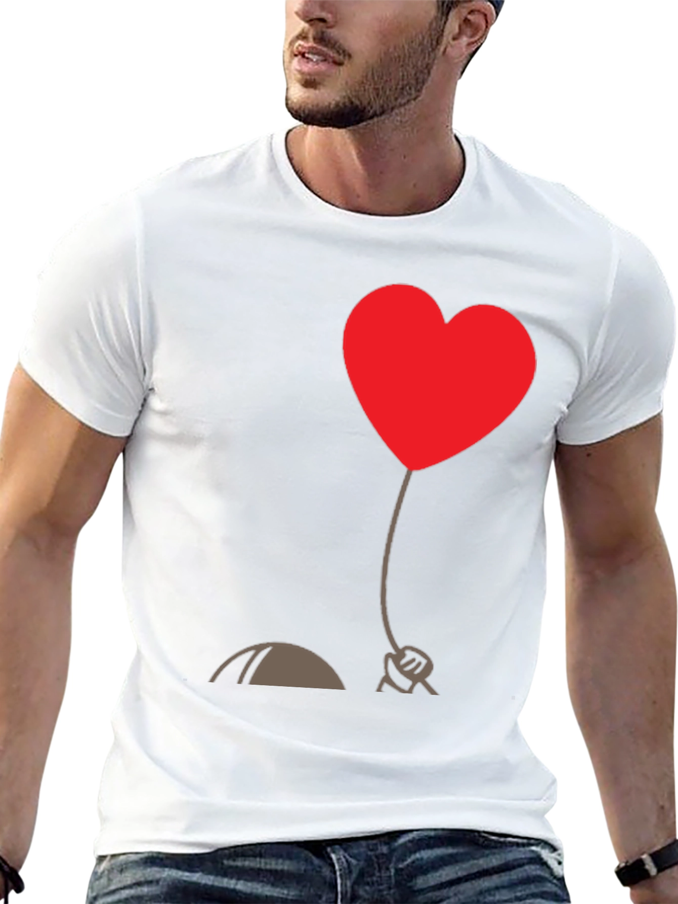 Black Heart Balloon Graphic Tee - Stylish Black T-Shirt view 13