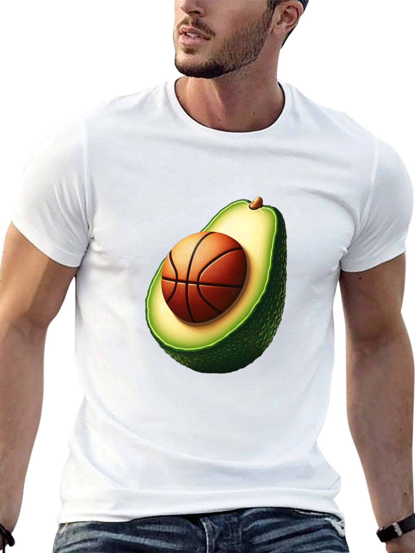 Black Avocado Basketball Graphic Tee - Unique Men's T-Shirt view 13