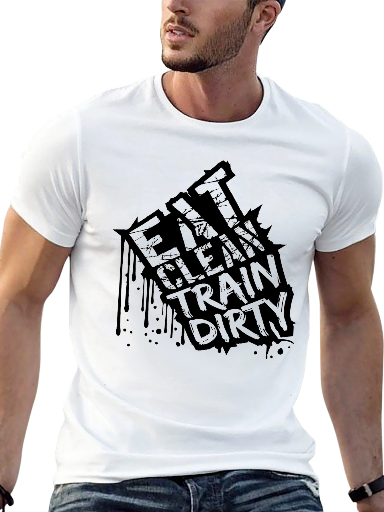 Black Eat Clean Train Dirty Graphic Tee view 13