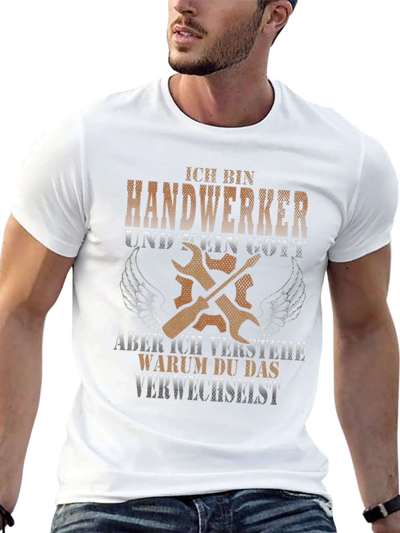 Black Handwerker T-Shirt: Not a God But Close! view 13