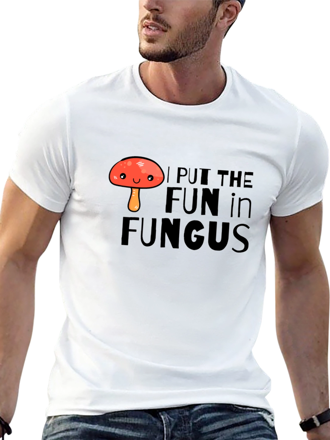 Black Funny Mushroom Pun T-Shirt - I Put The Fun In Fungus! view 13