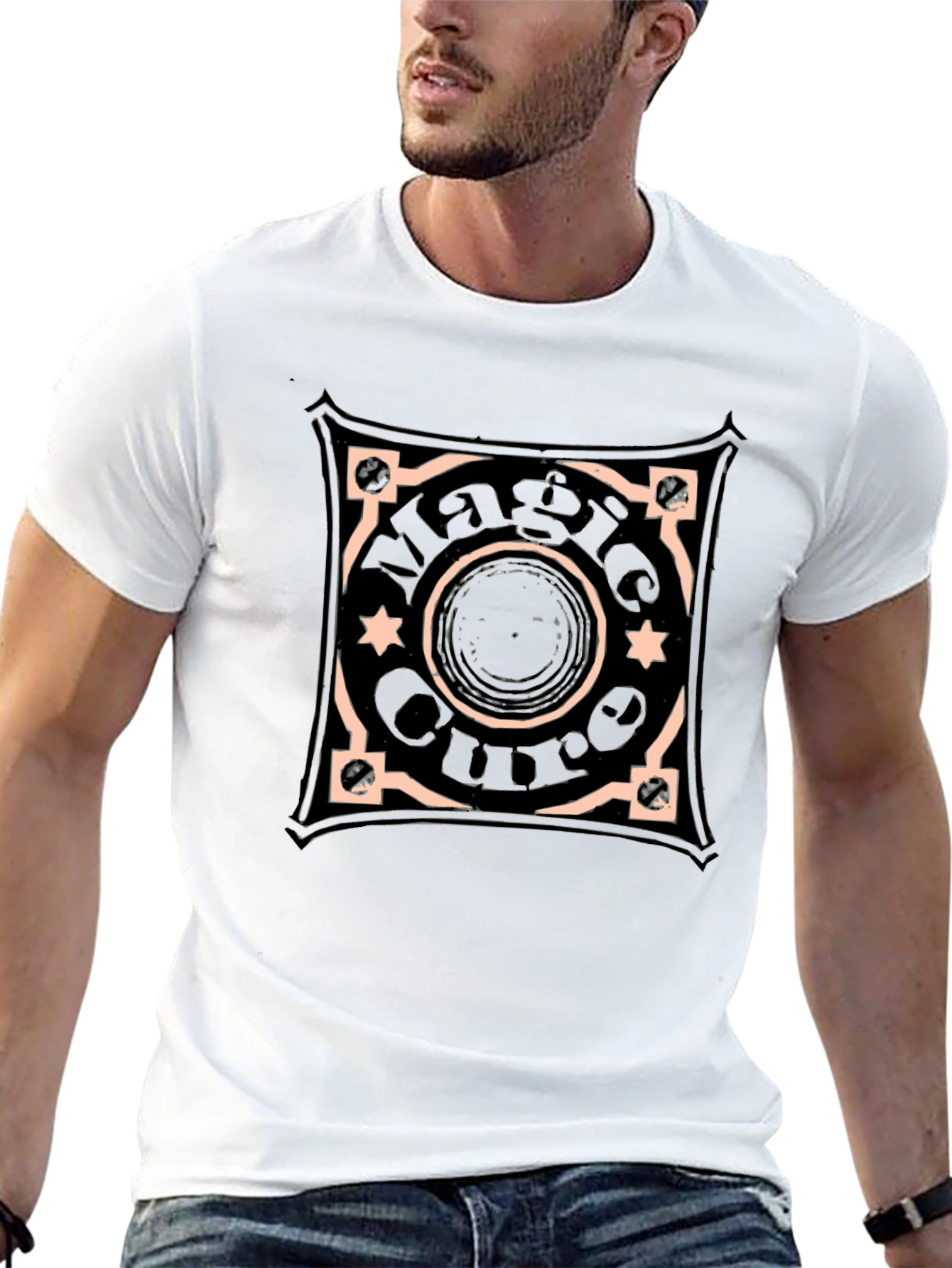 Black Magic Circle Graphic Tee - Unisex Black T-Shirt view 13