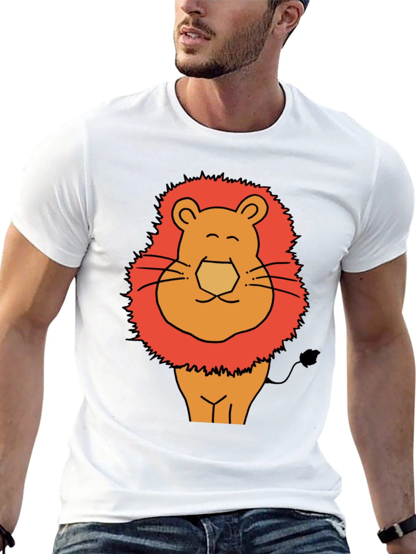 Black Funny Lion Graphic Tee - Men's Black T-Shirt view 13