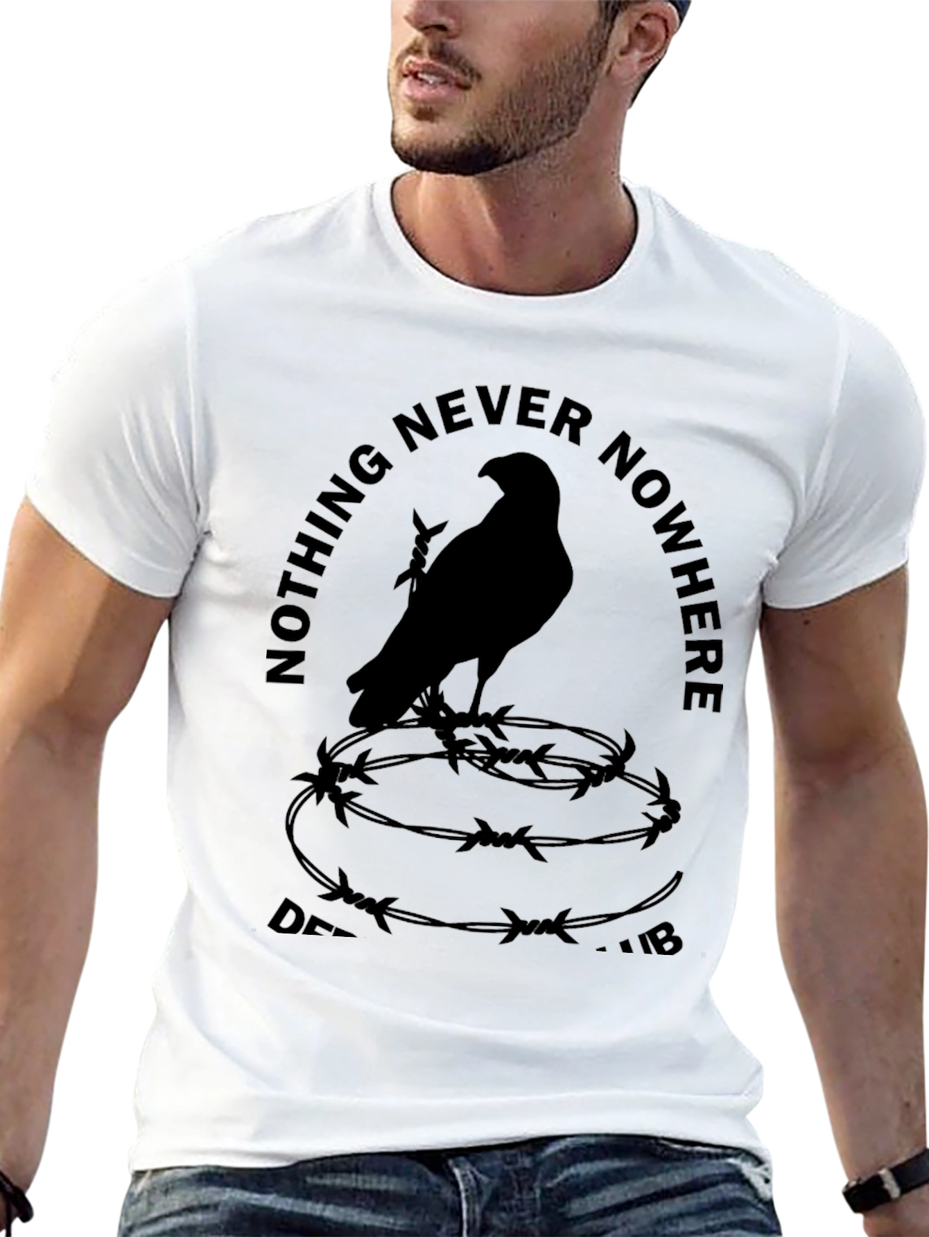 Black Nothing Never Nowhere Black Graphic T-Shirt view 13
