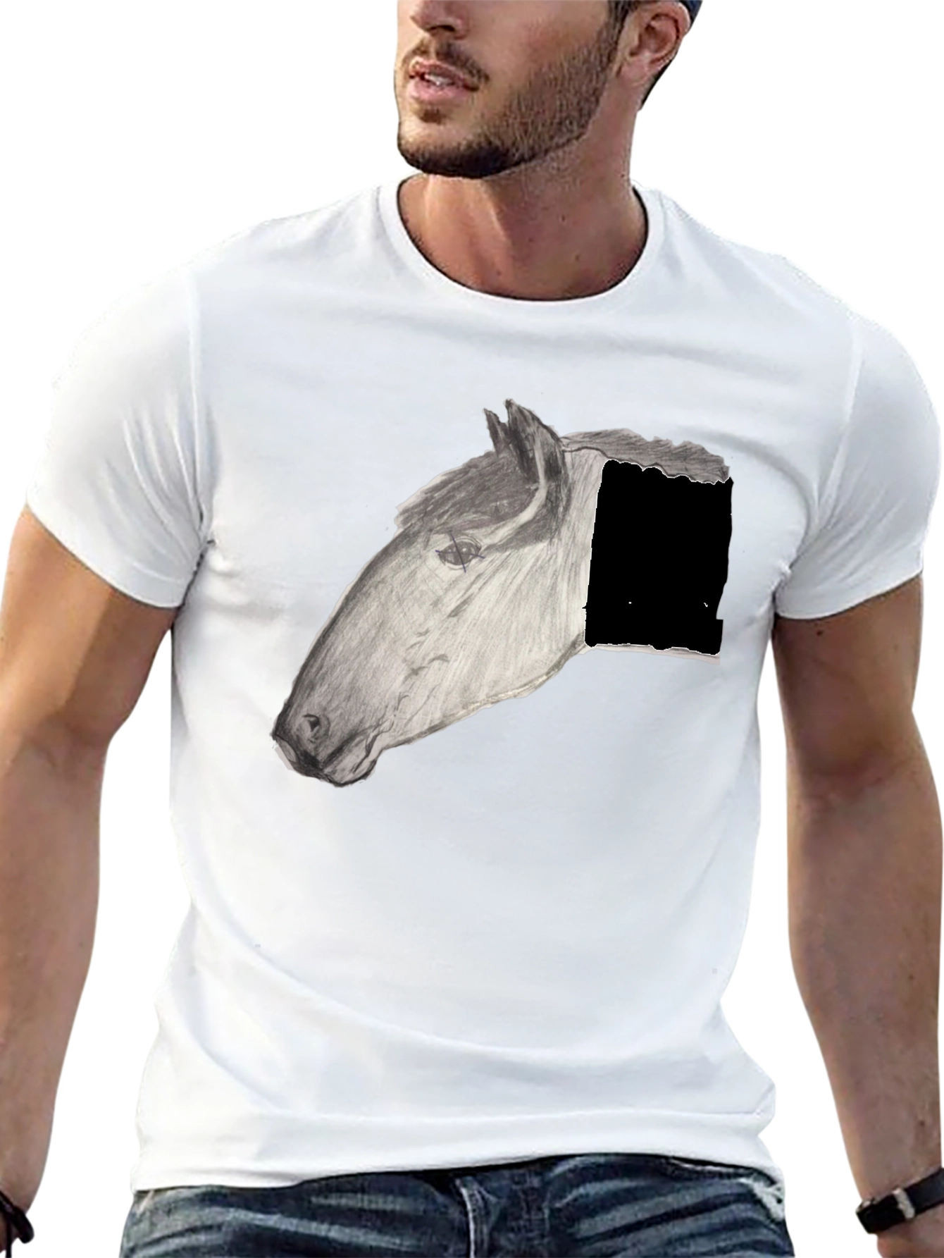 Black Horse Graphic Black T-Shirt view 13