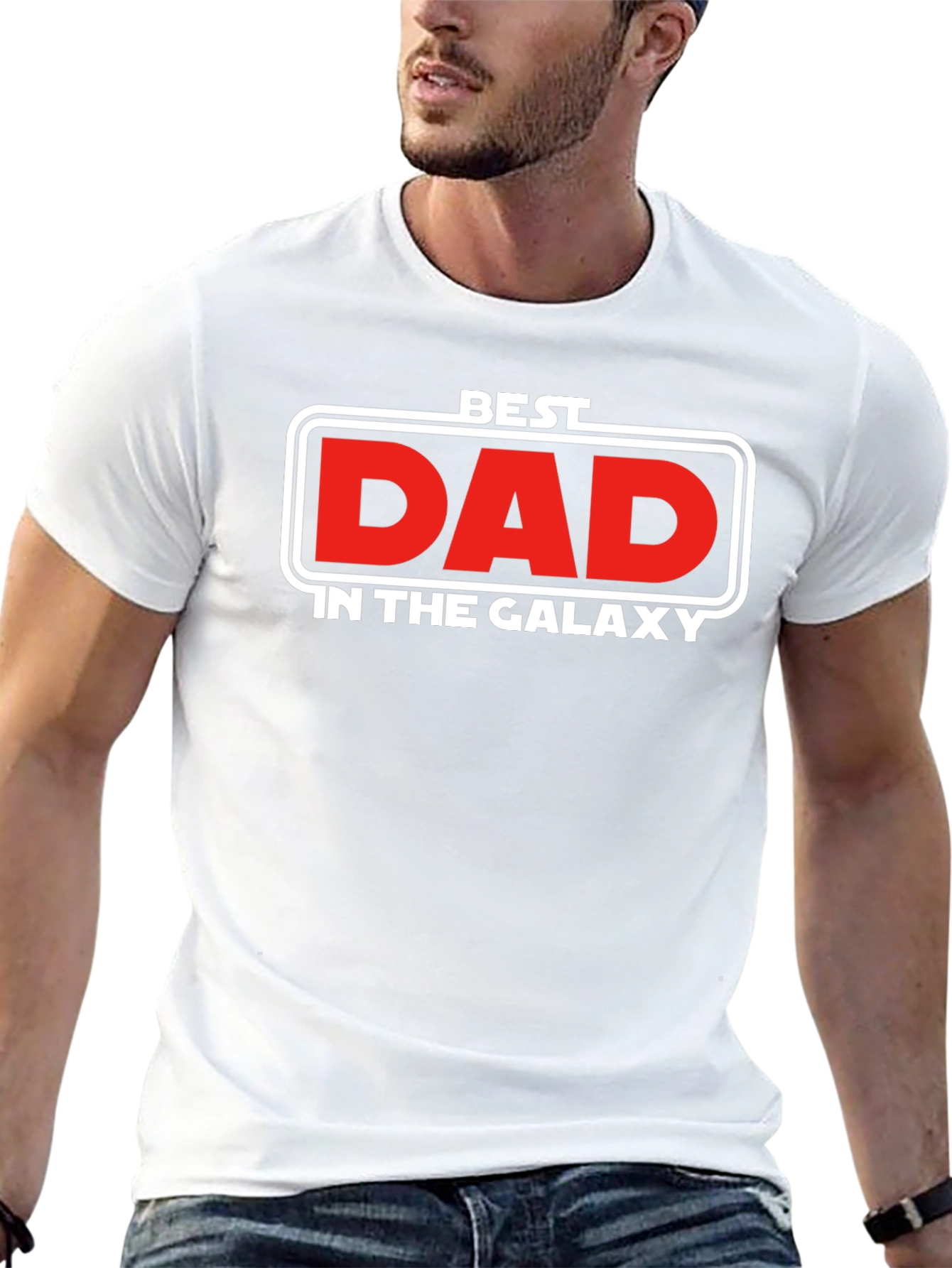 Black Best Dad in the Galaxy T-Shirt view 13