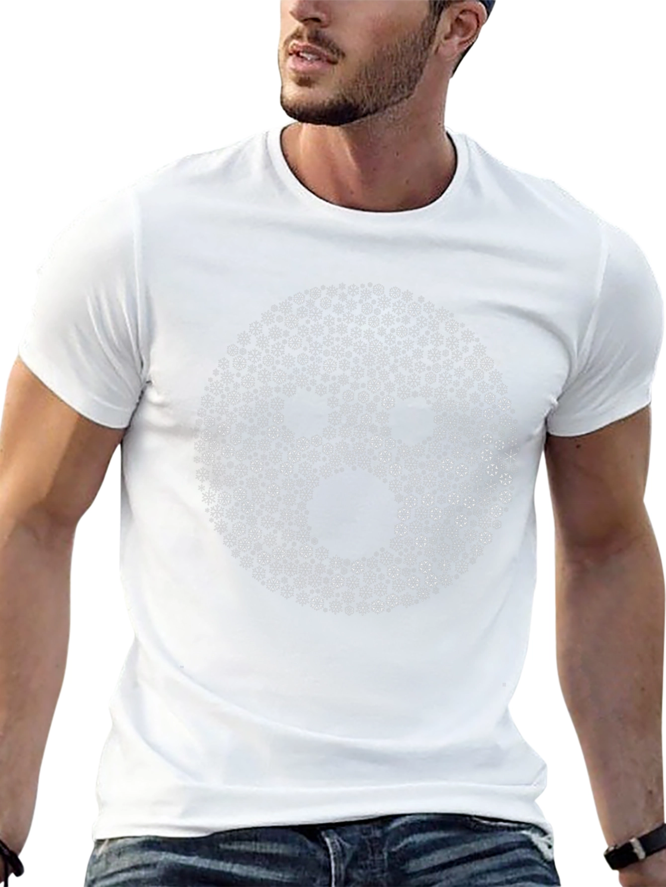 Black Geometric Shocked Face Graphic Black T-Shirt view 13
