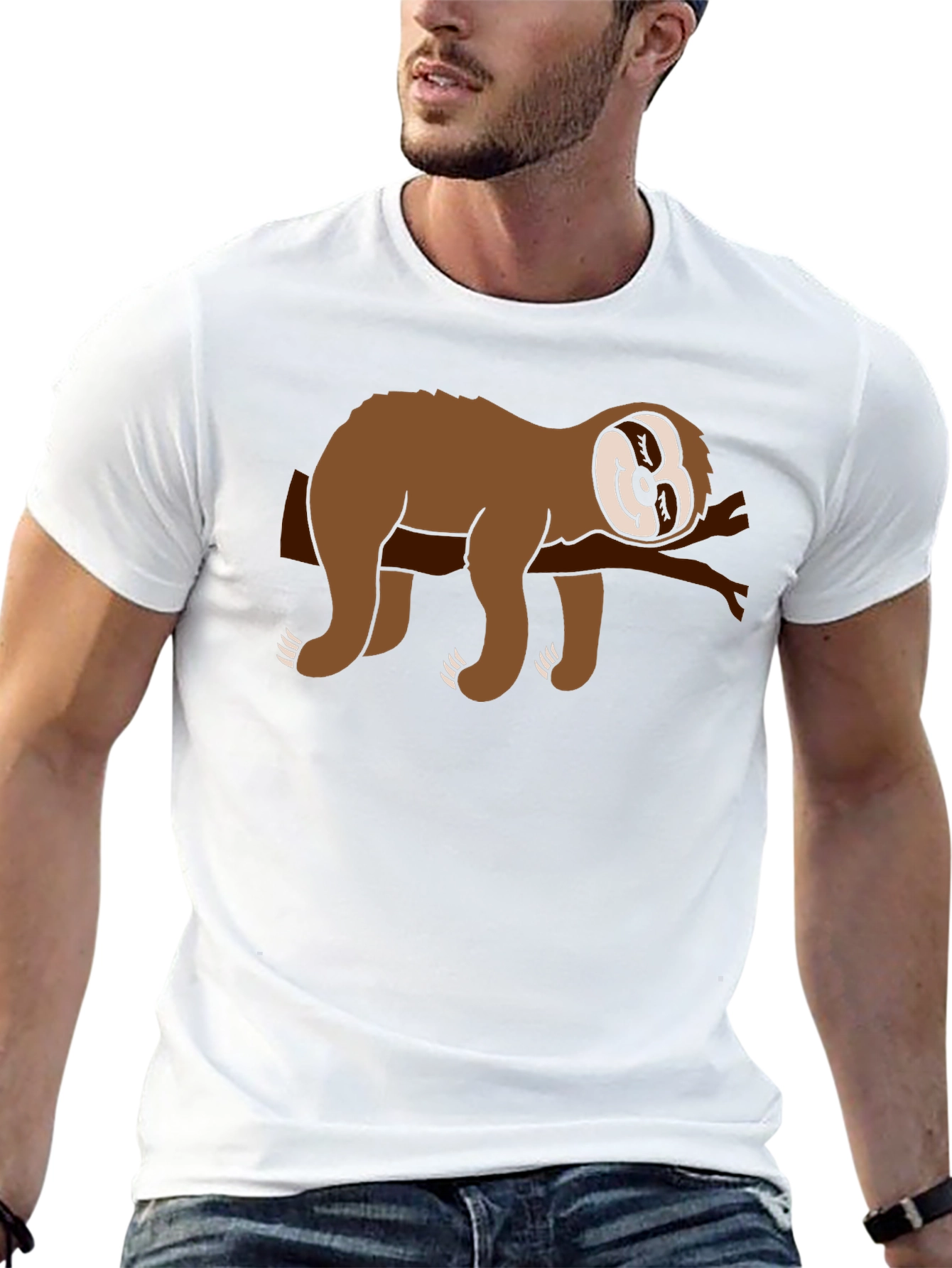 Black Chill Sloth Graphic Tee - Comfy Black T-Shirt view 13
