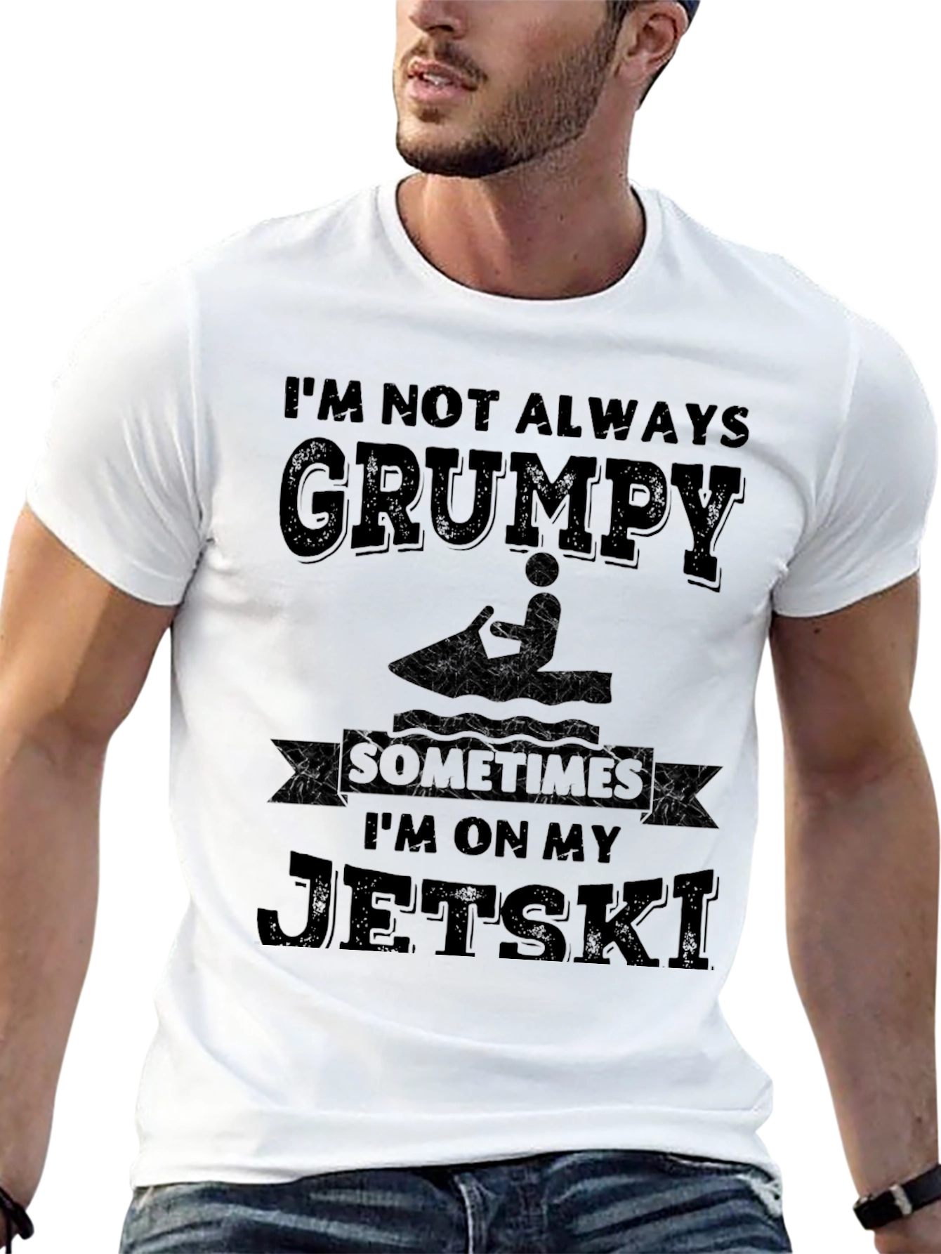 Black Grumpy Jet Ski Graphic T-Shirt view 13