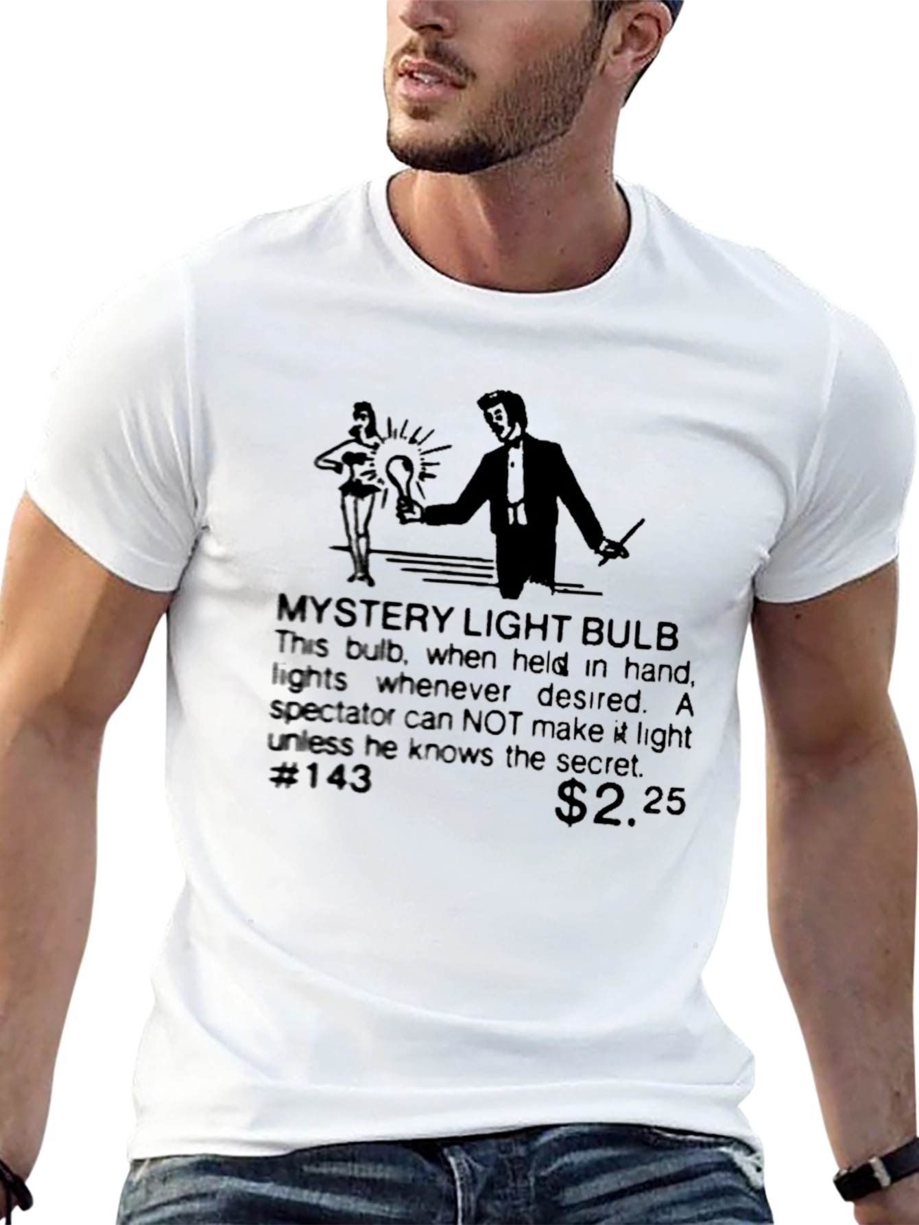 Black Mystery Light Bulb T-Shirt - Magic Trick Tee view 13