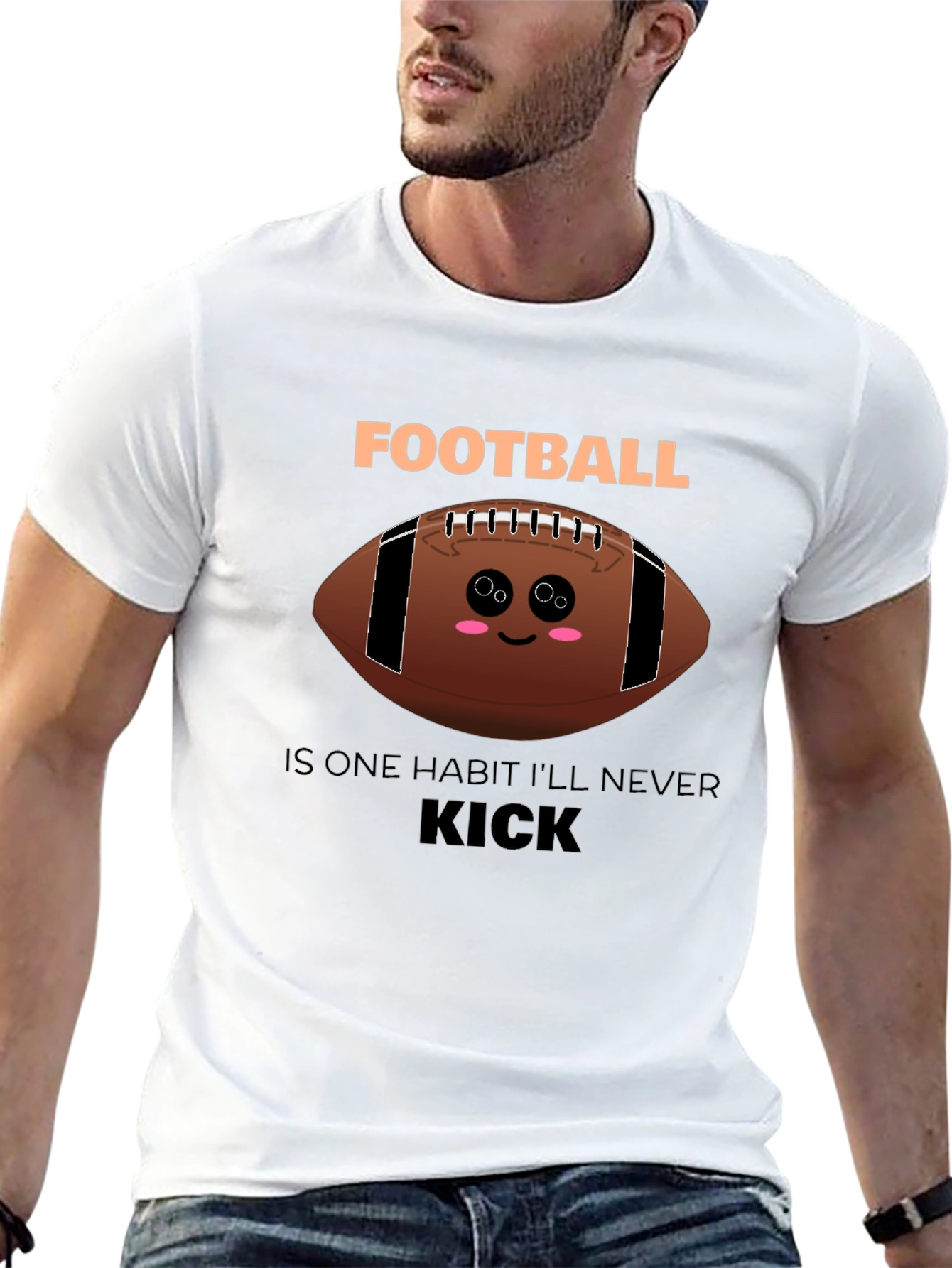 Black Funny Football Habit T-Shirt view 13