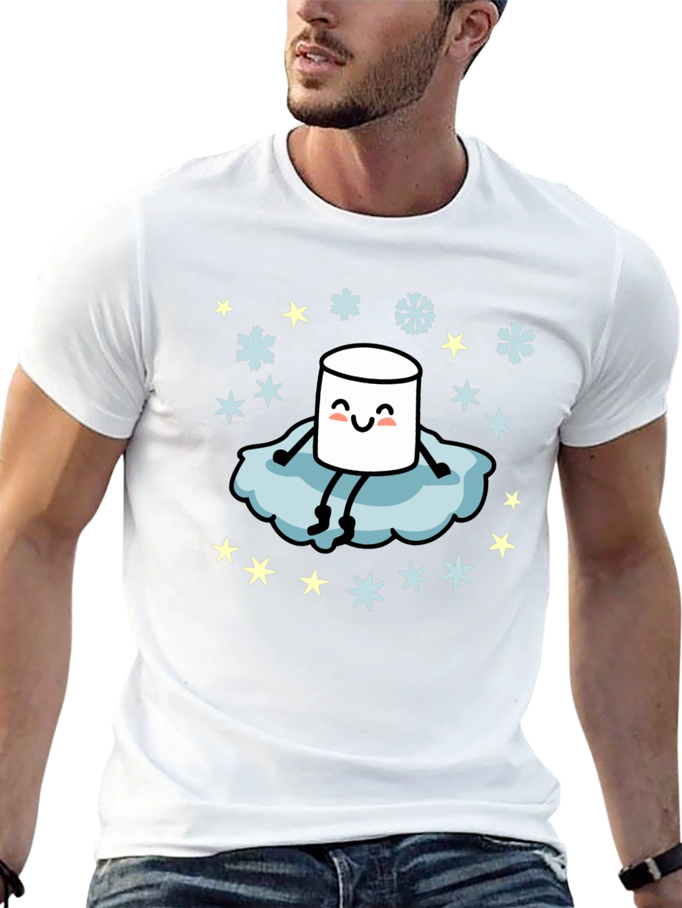 Black Marshmallow on Cloud T-Shirt view 13