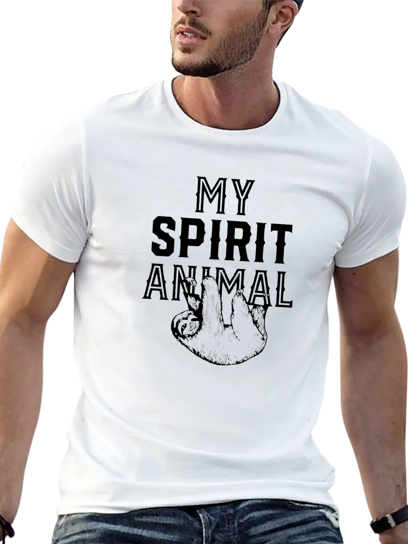 Black My Spirit Animal Sloth Graphic T-Shirt view 13