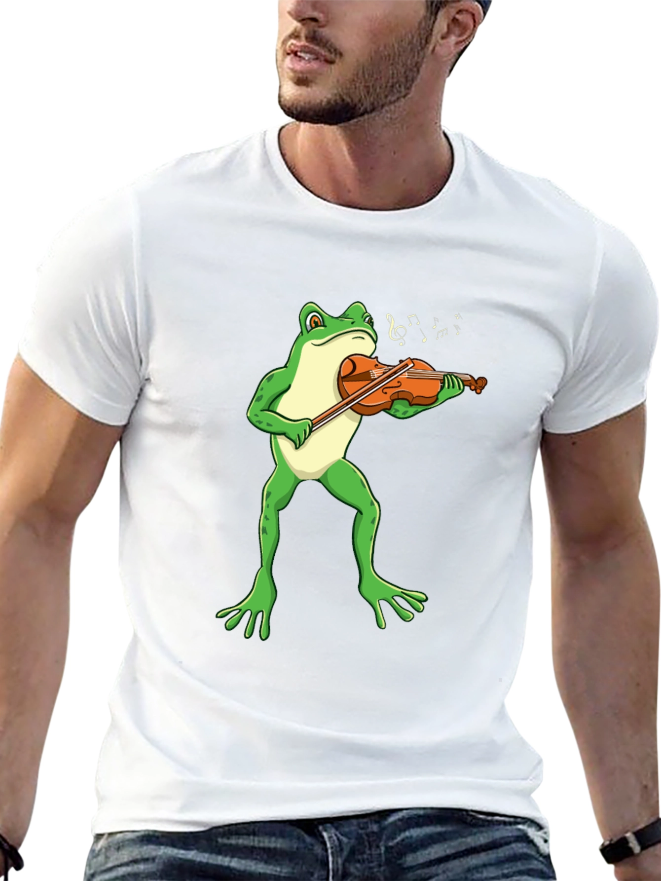 Black Frog Violinist T-Shirt - Funny Music Tee view 13