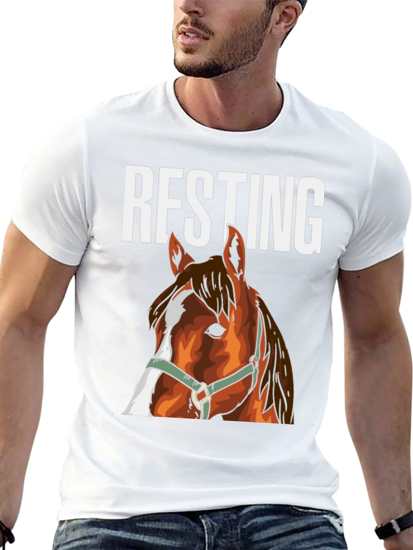 Black Resting Horse Face Graphic Tee view 13