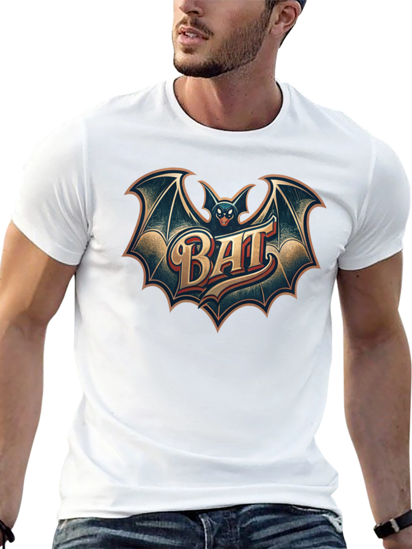 Black Vintage Bat Graphic Tee - Classic Cool Style view 13