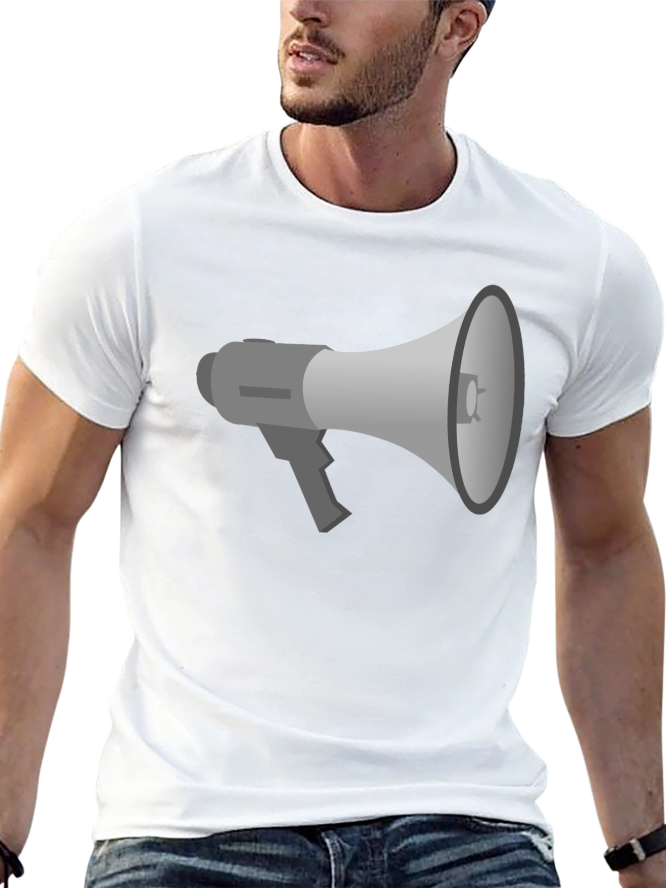 Black Megaphone Graphic Tee - Black Cotton T-Shirt view 13