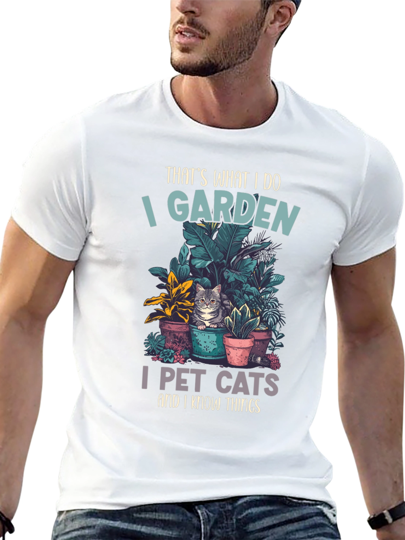 Black Gardening and Cat Lover T-Shirt view 13