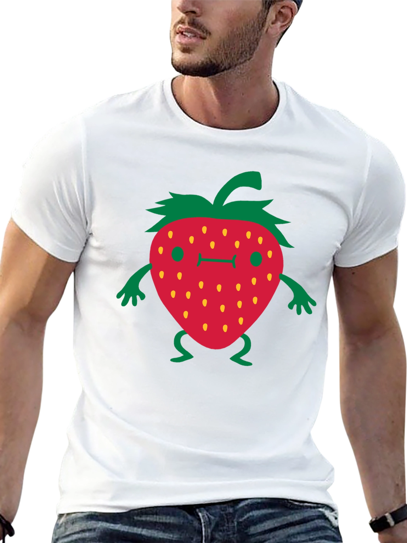 Black Funny Strawberry Cartoon Black T-Shirt view 13
