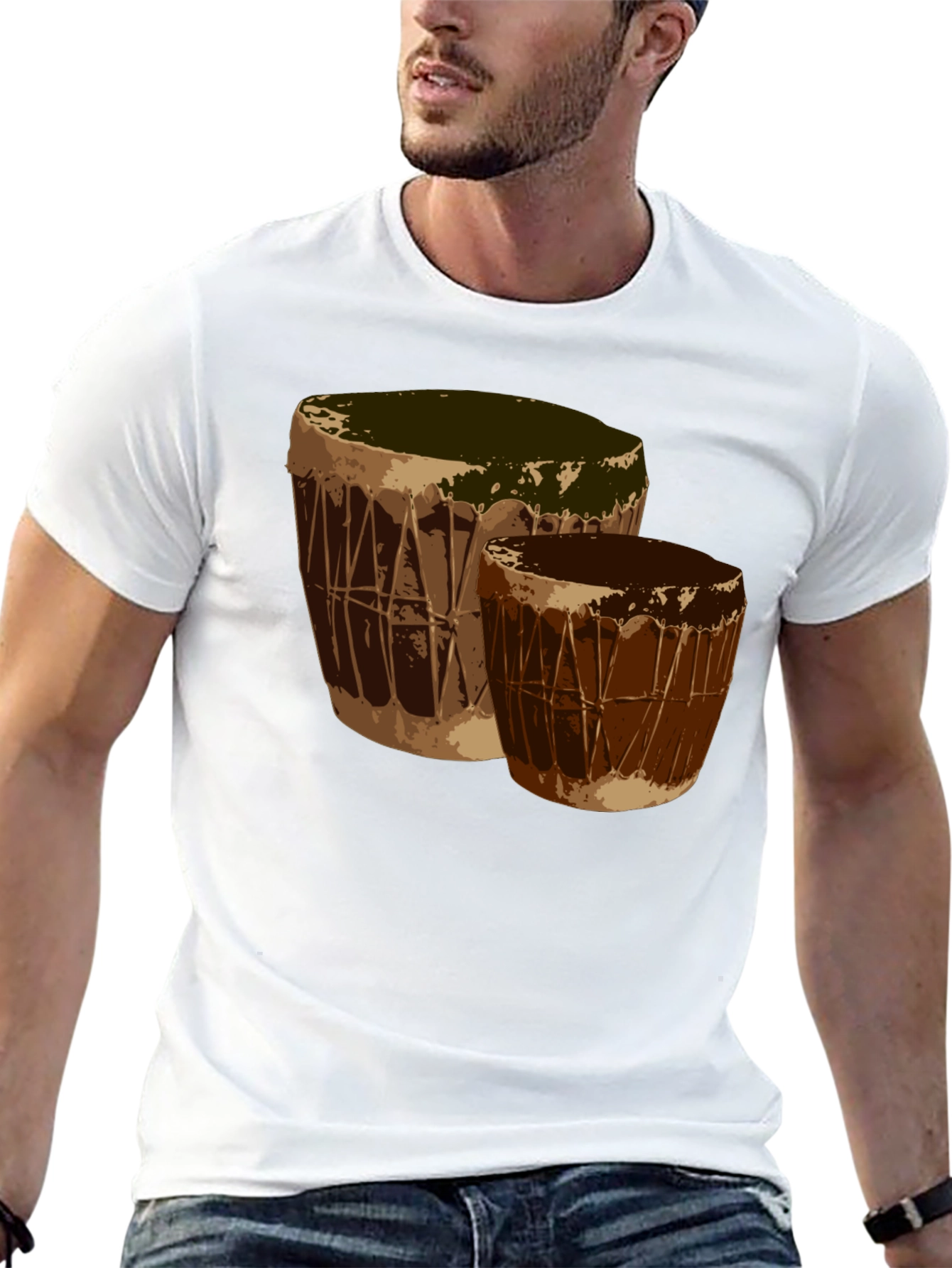 Black Stylish Drums Graphic Black T-Shirt view 13