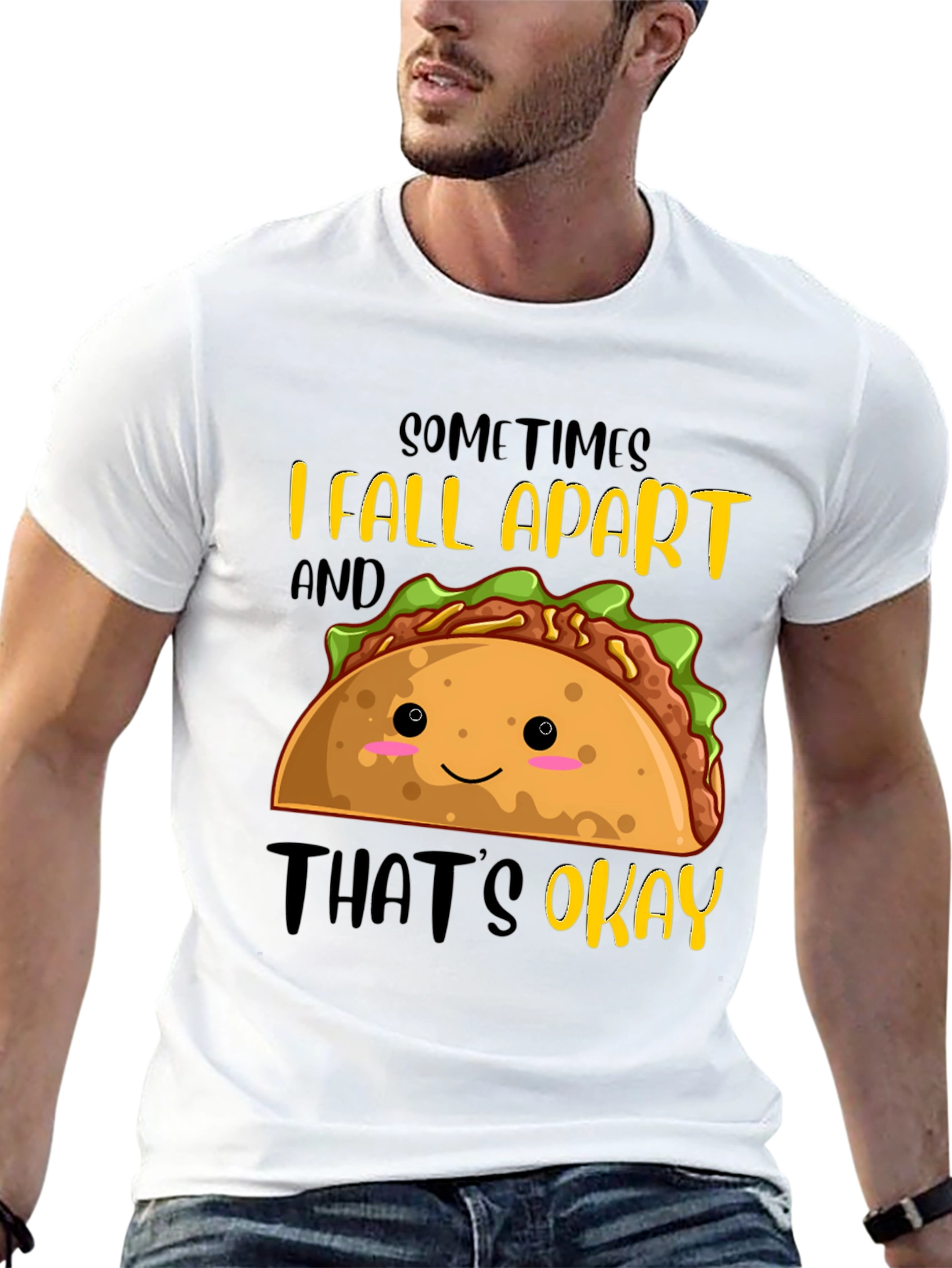 Black Funny Taco Graphic T-Shirt - Sometimes I Fall Apart view 13