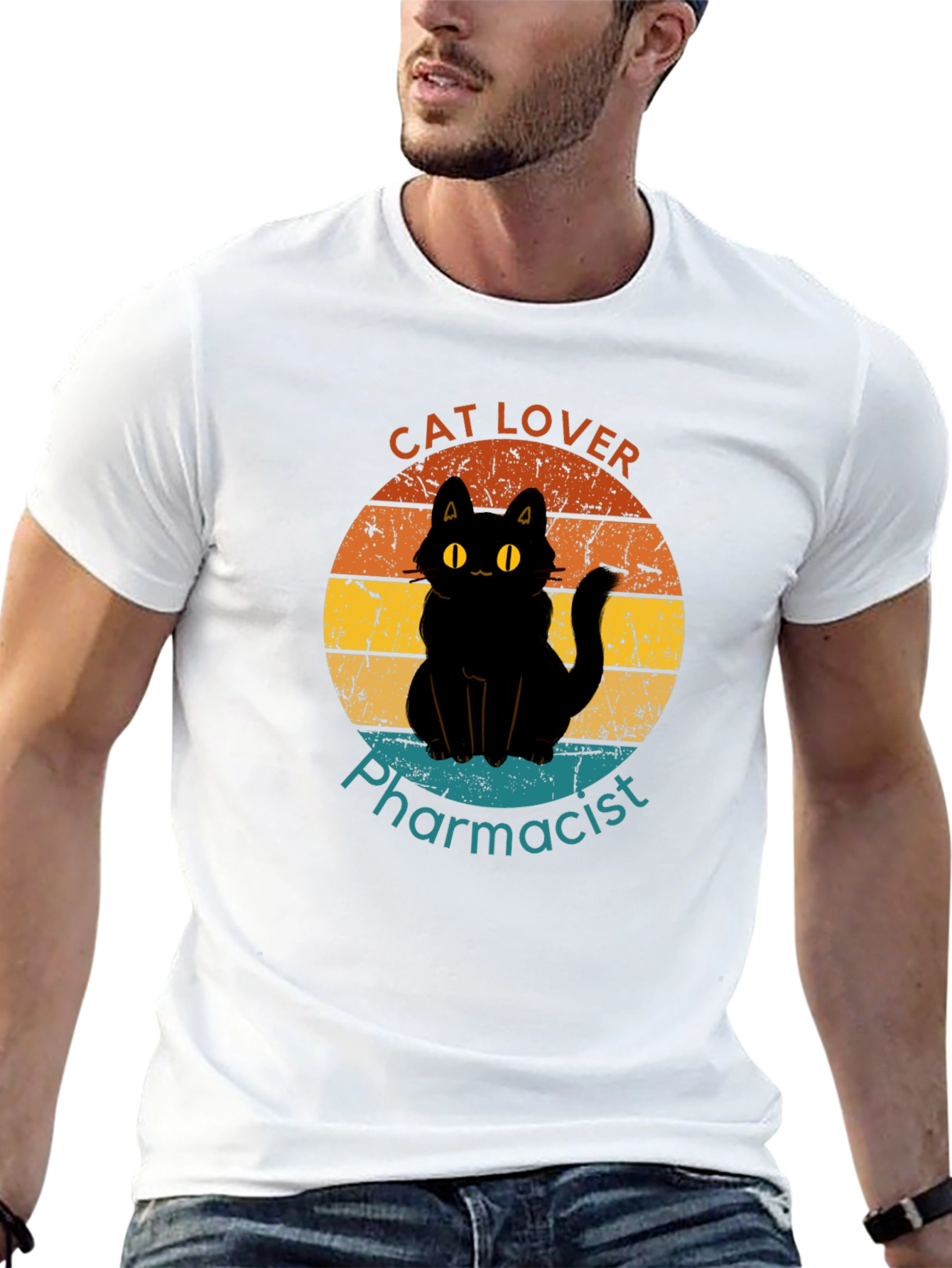 Black Cat Lover Pharmacist T-Shirt view 13