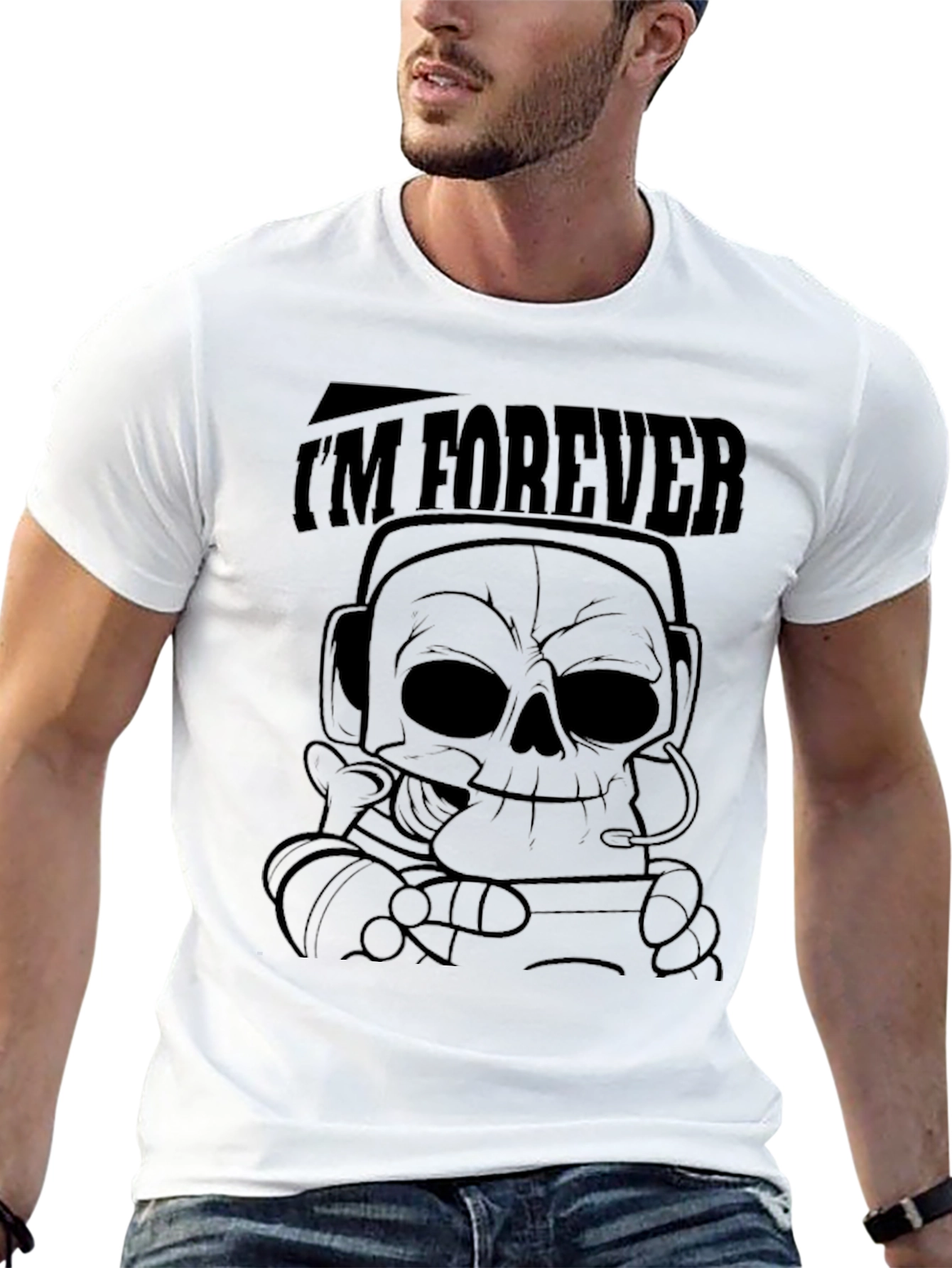 Black I'm Forever Skull Graphic Black T-Shirt view 13