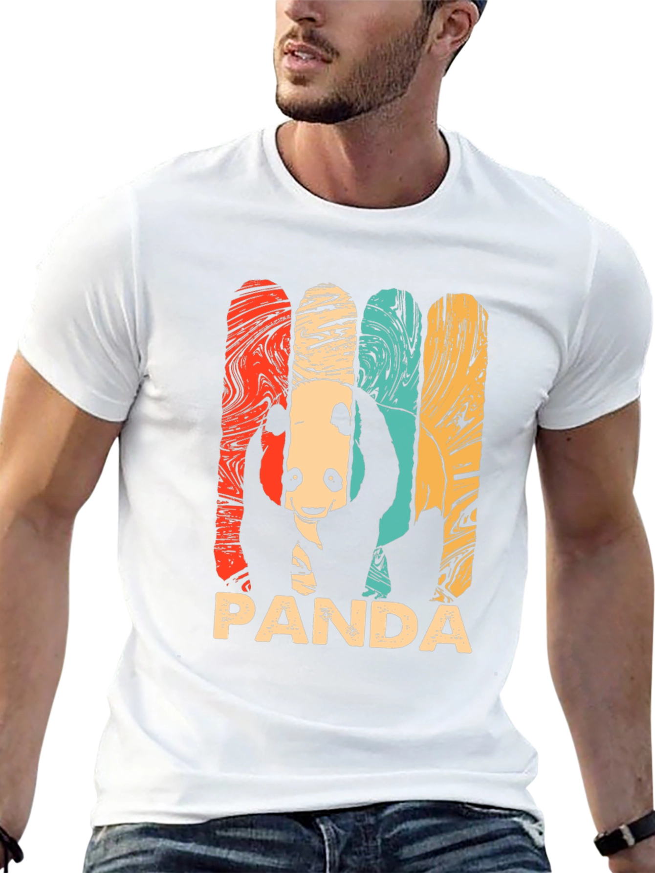 Black Retro Panda Graphic Tee - Men's Black T-Shirt view 13