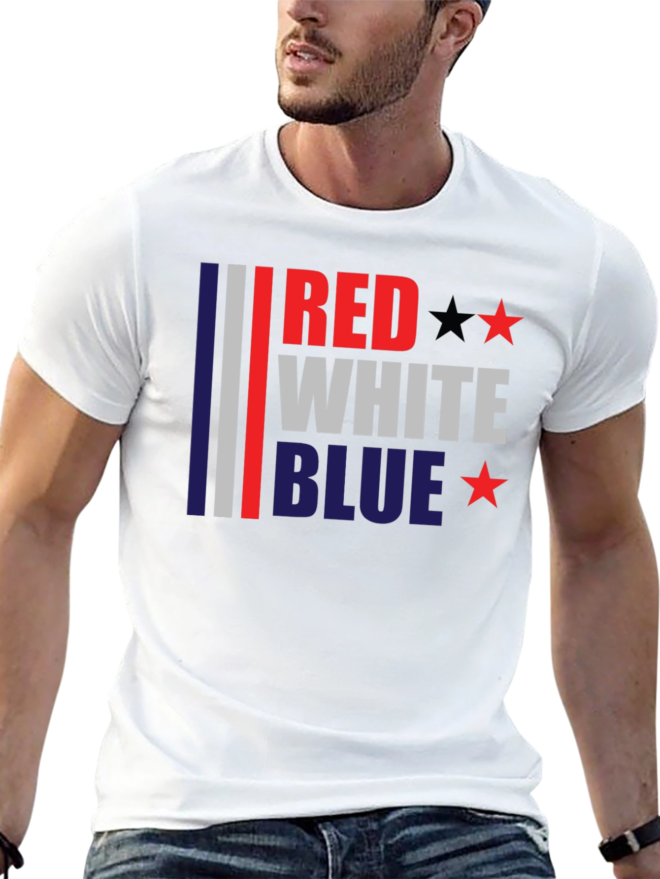 Black Red White Blue Patriotic T-Shirt view 13