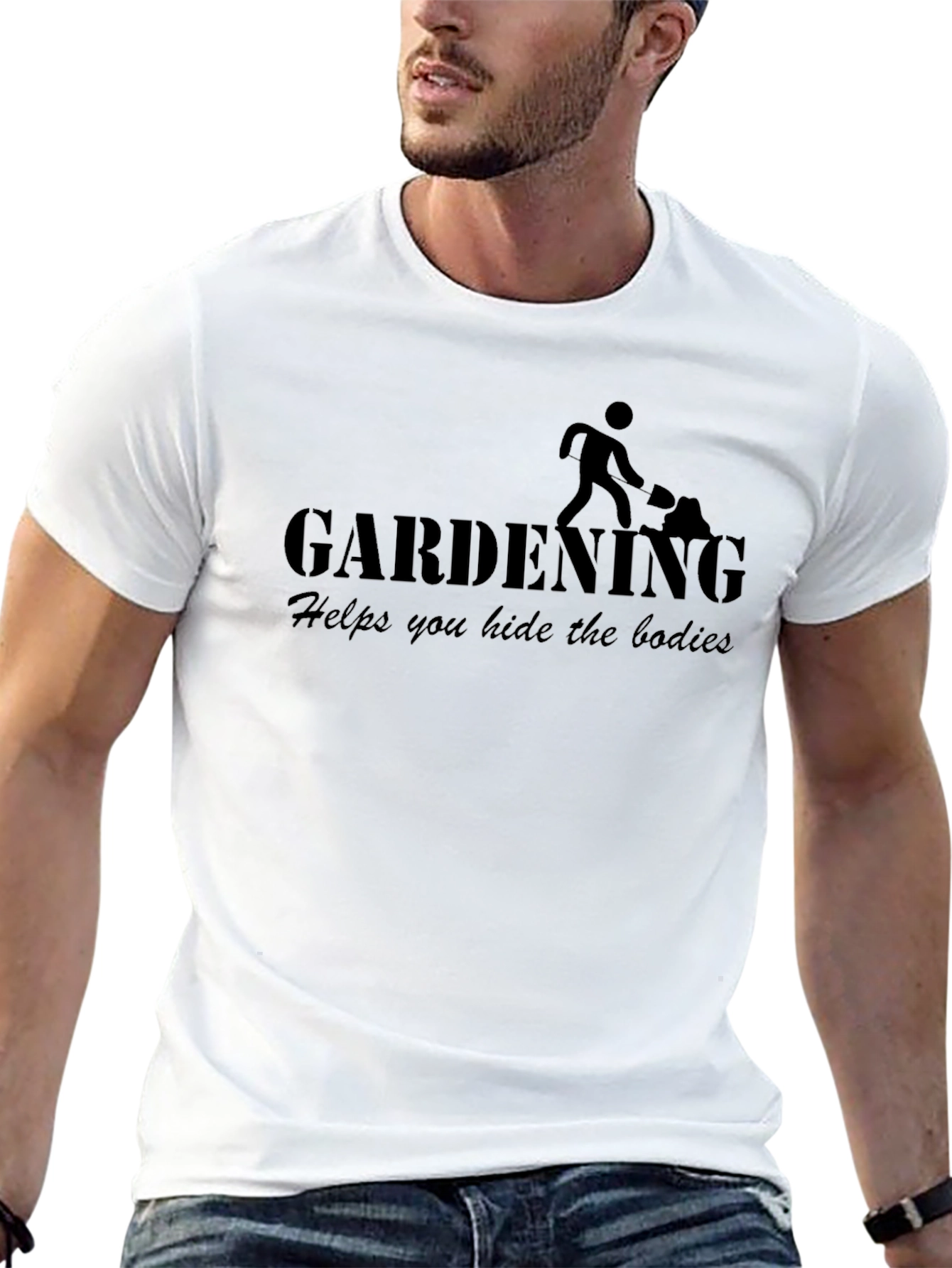 Black Gardening Helps You Hide the Bodies Funny Men's T-Shirt view 13