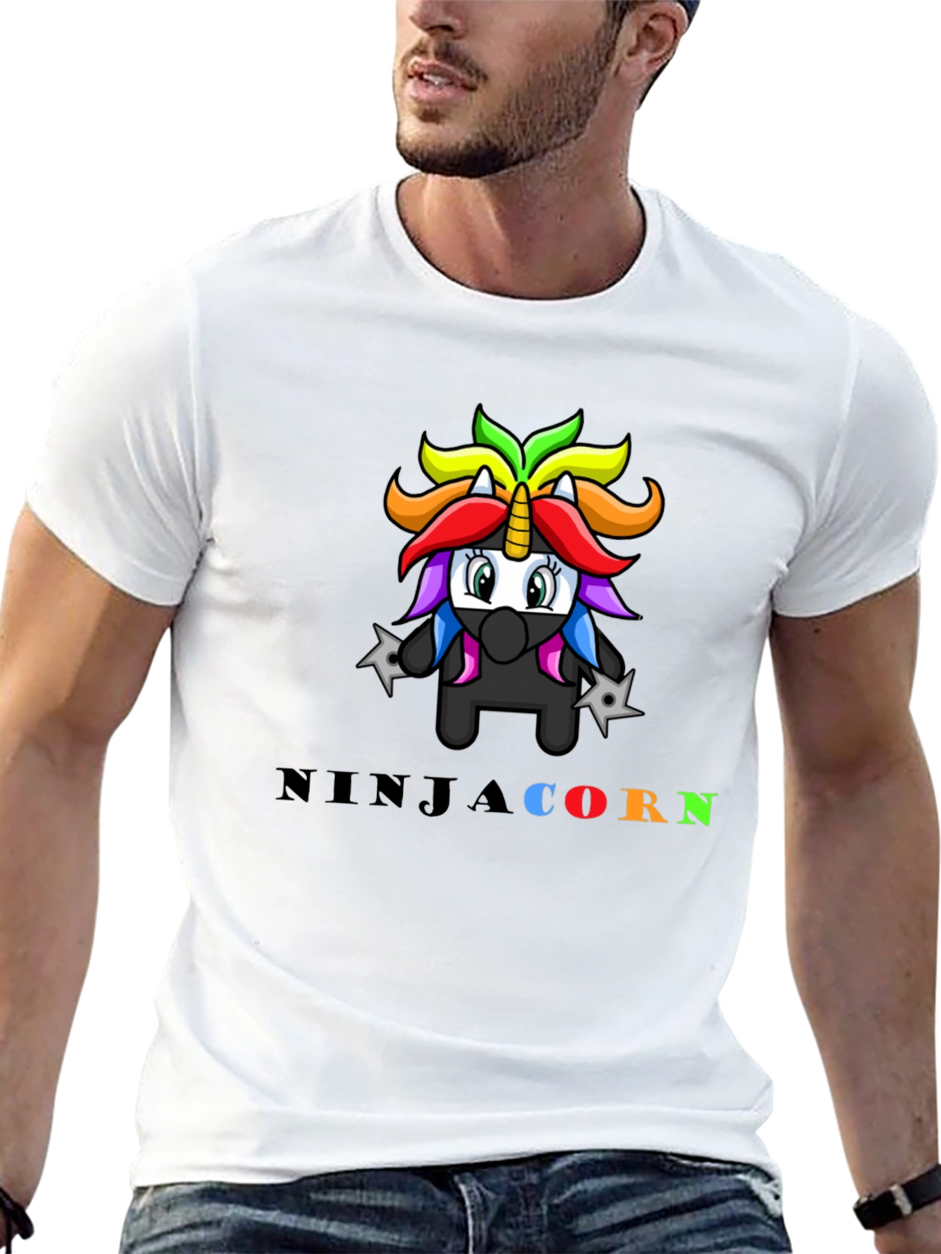 Black Ninja Unicorn Graphic T-Shirt view 13