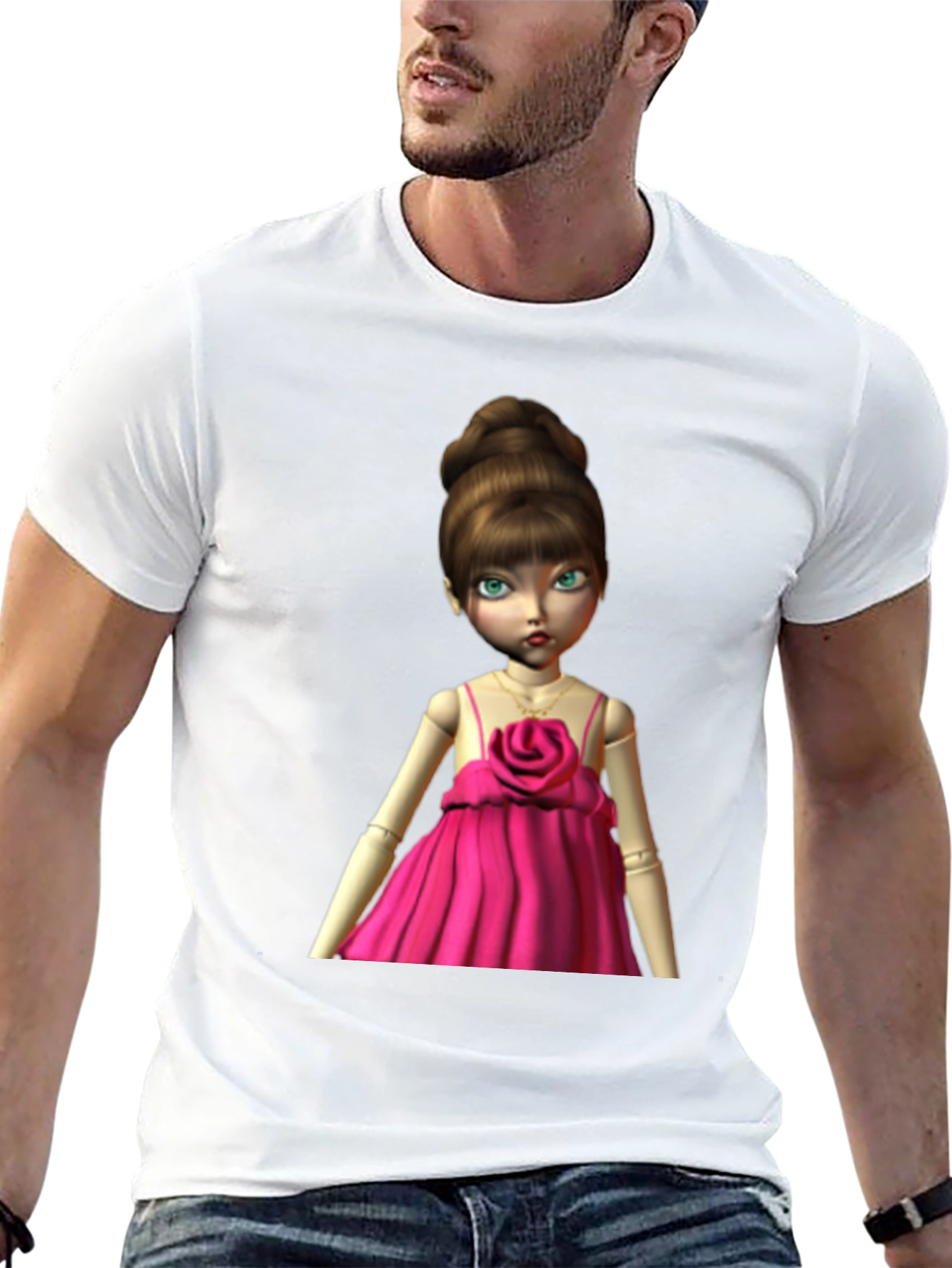 Black Doll in Pink Dress Graphic T-Shirt view 13