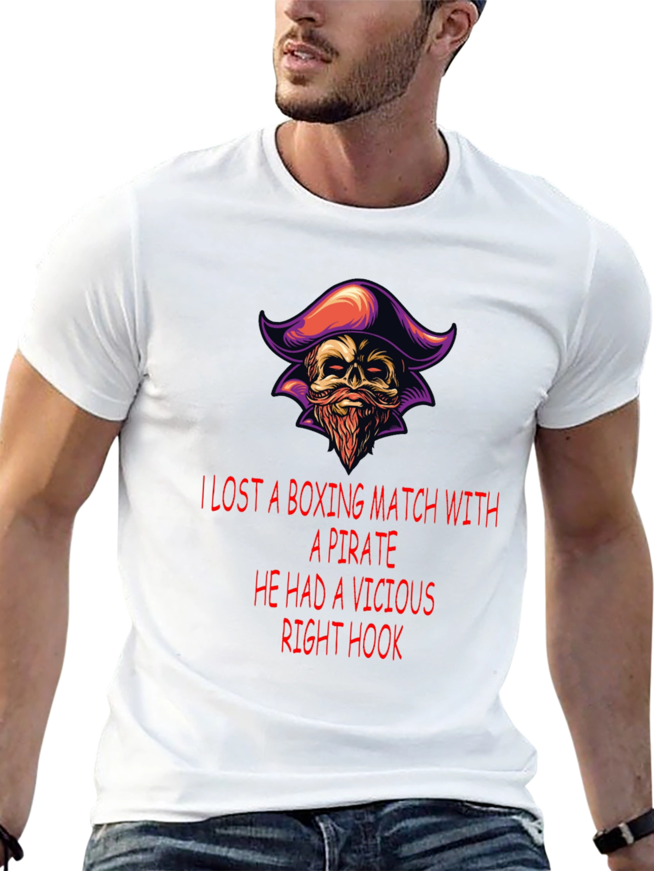 Black Pirate Boxing Match T-Shirt: Vicious Right Hook Tee view 13