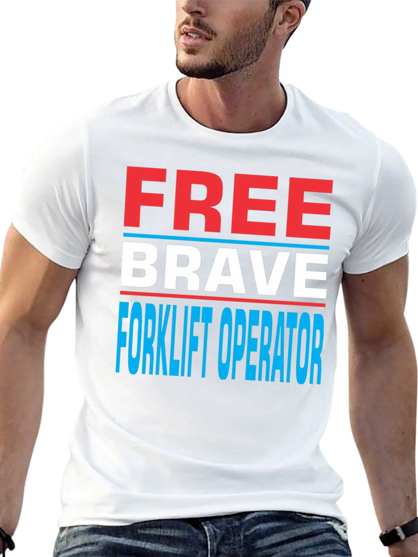 Black Free Brave Forklift Operator Graphic Tee view 13
