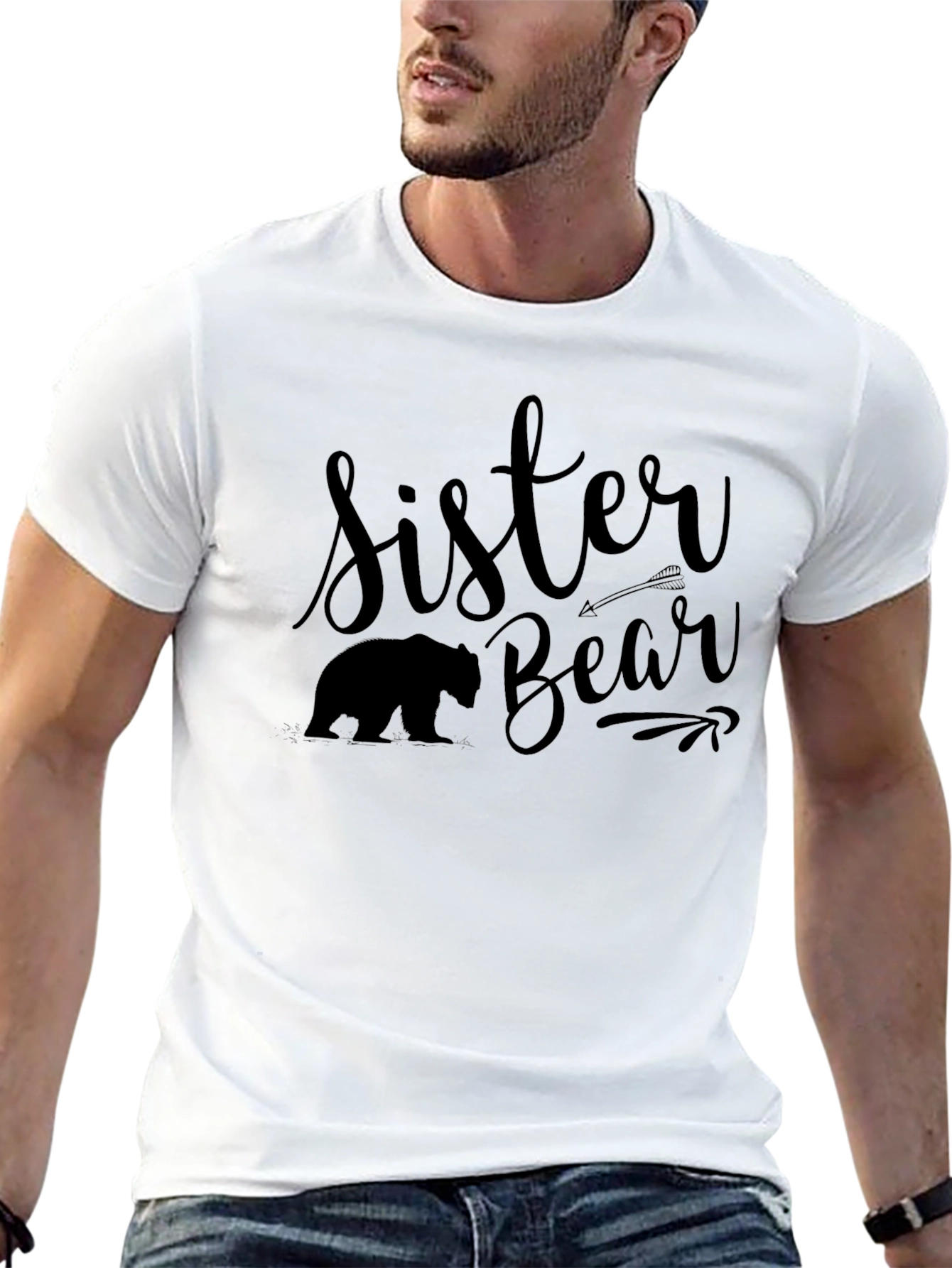 Black Sister Bear Black Graphic T-Shirt view 13