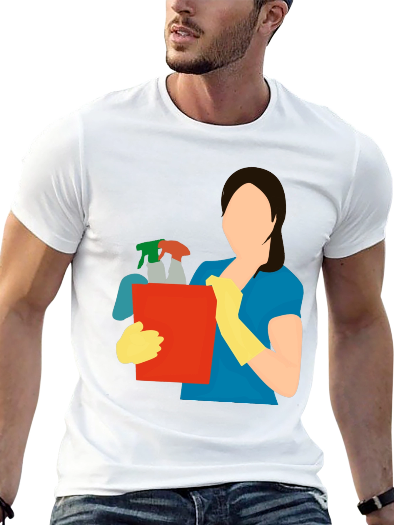 Black Cleaning Crew Graphic Tee - Black Cotton Blend view 13