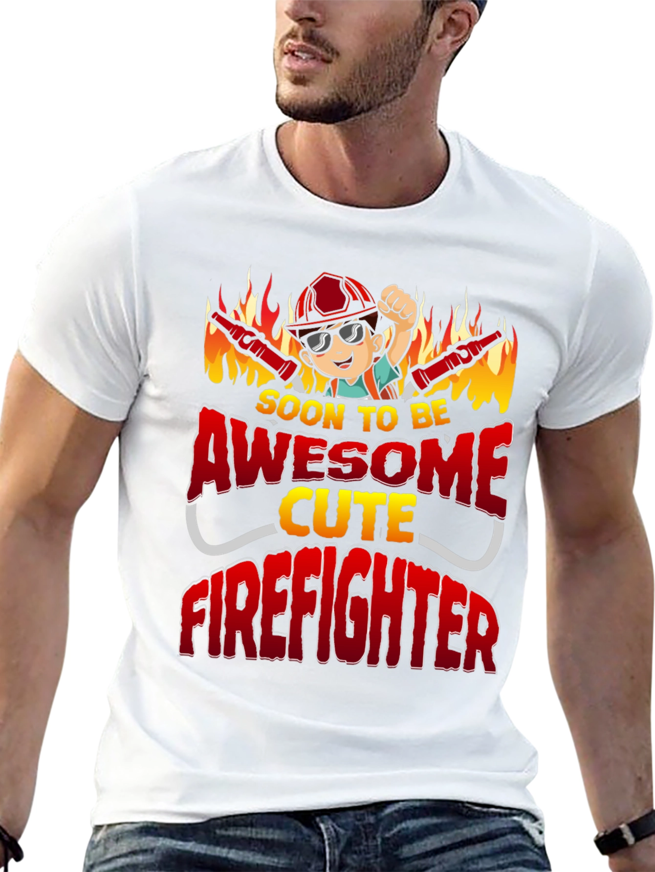 Black Awesome Cute Firefighter T-Shirt view 13