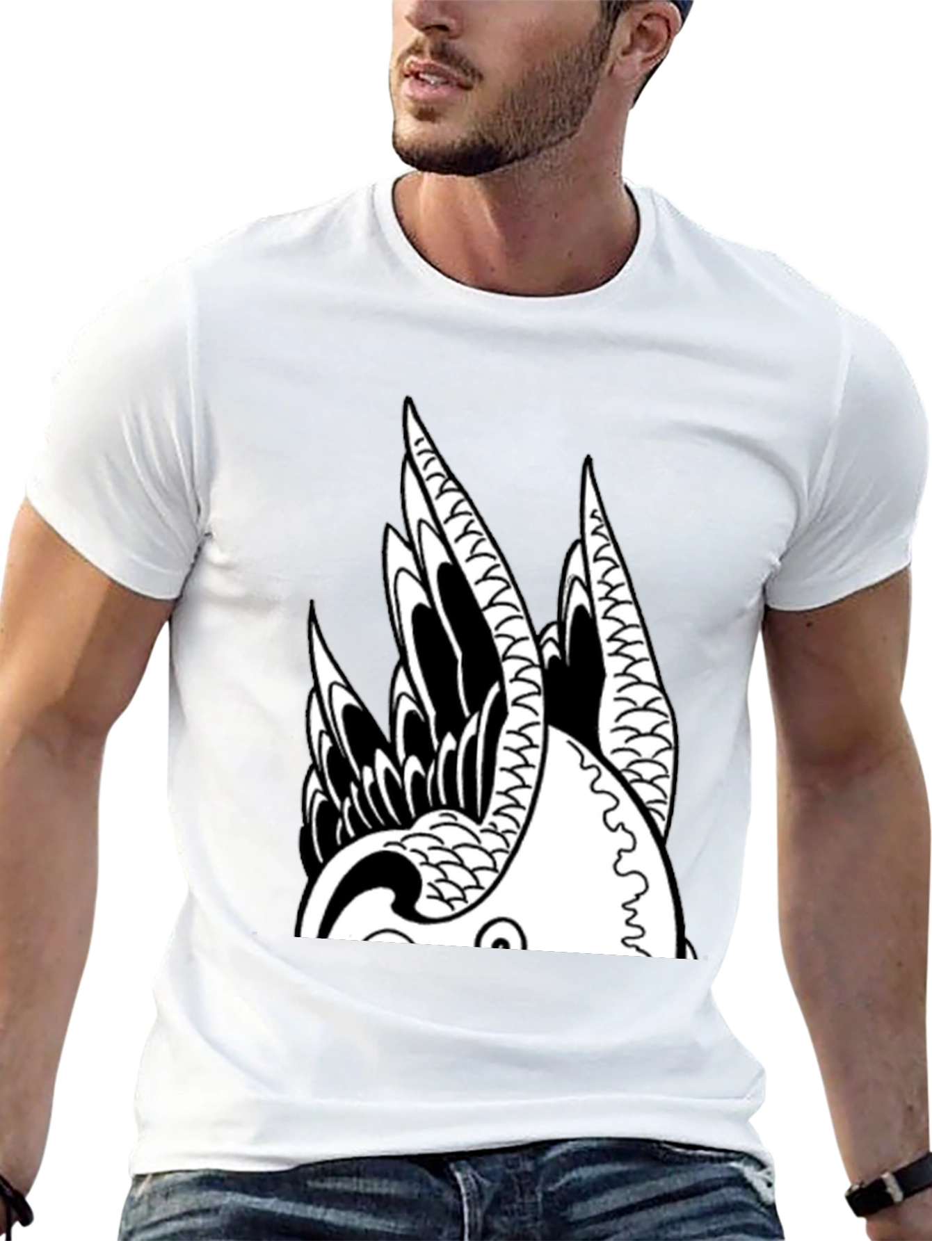 Black Koi Fish Graphic Print Tee view 13