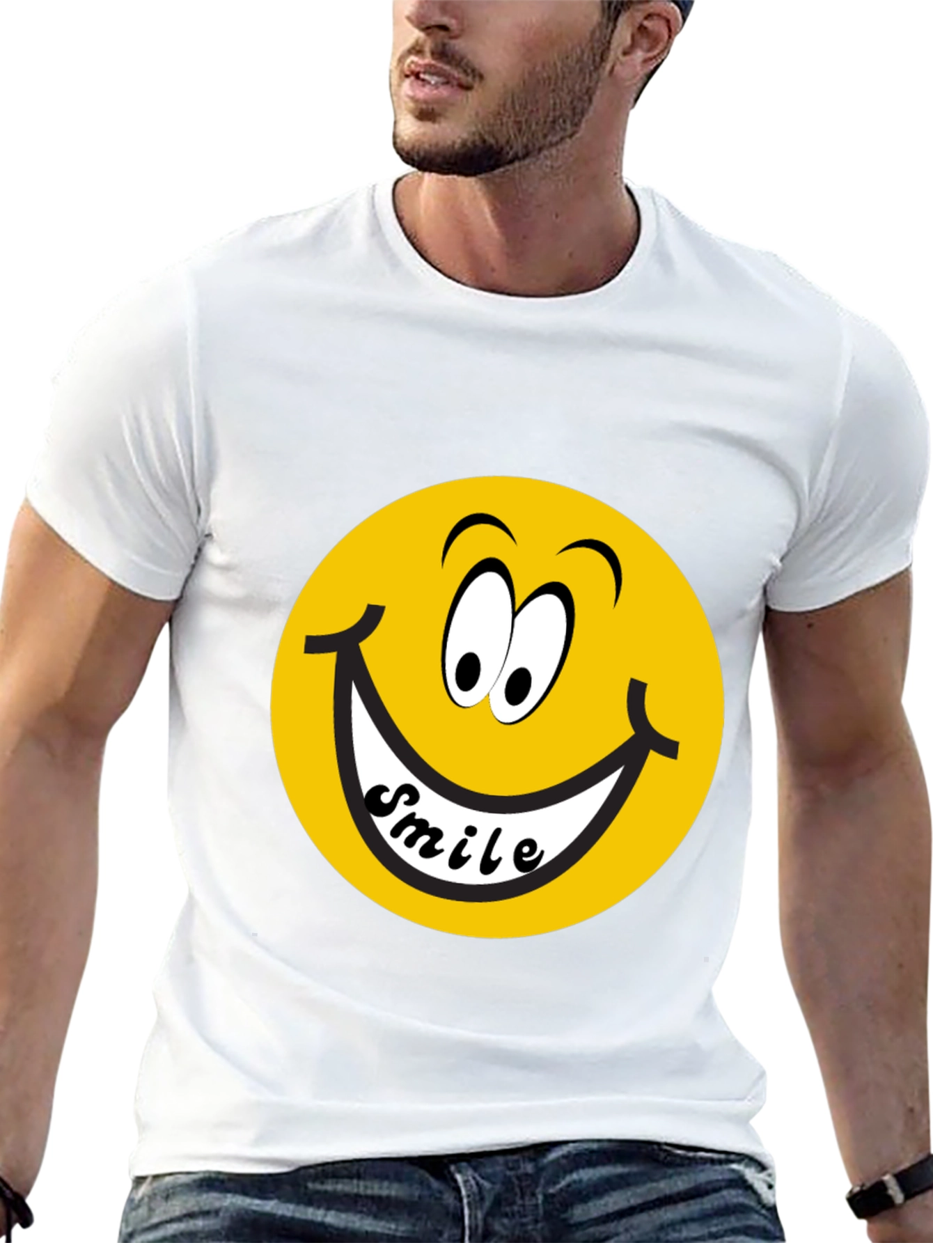 Black Smiley Face Graphic Black T-Shirt view 13