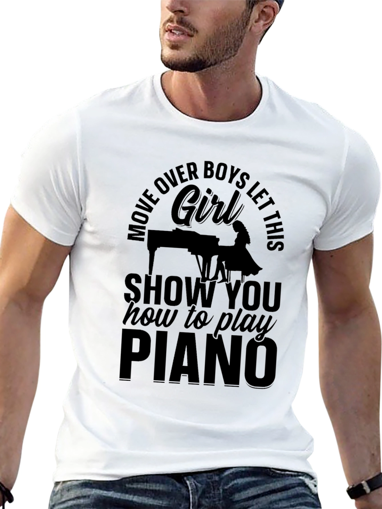 Black Move Over Boys Piano Girl T-Shirt view 13